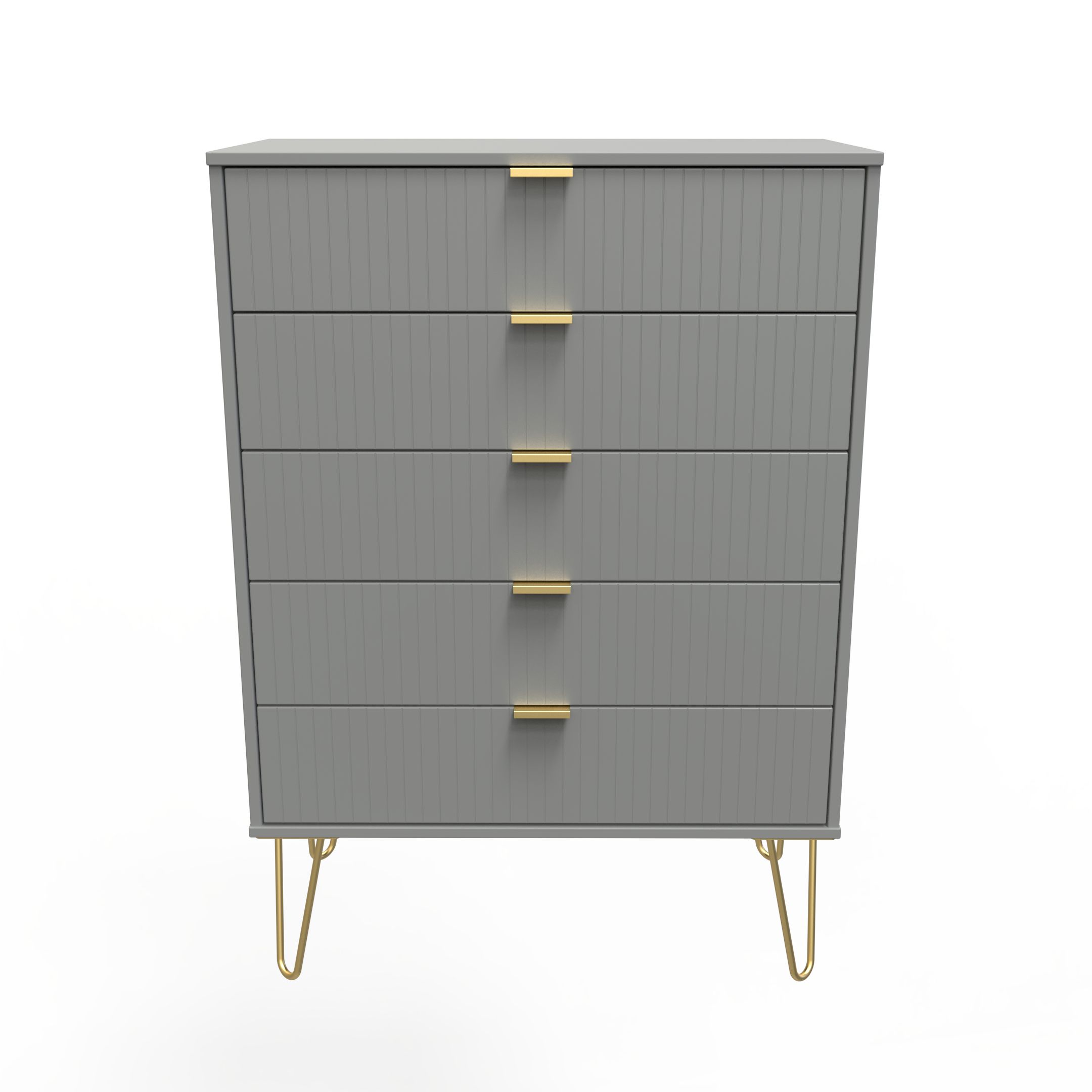 Linear Ready assembled Matt dark grey 5 Drawer Wide Chest (H)1075mm (W)765mm (D)415mm