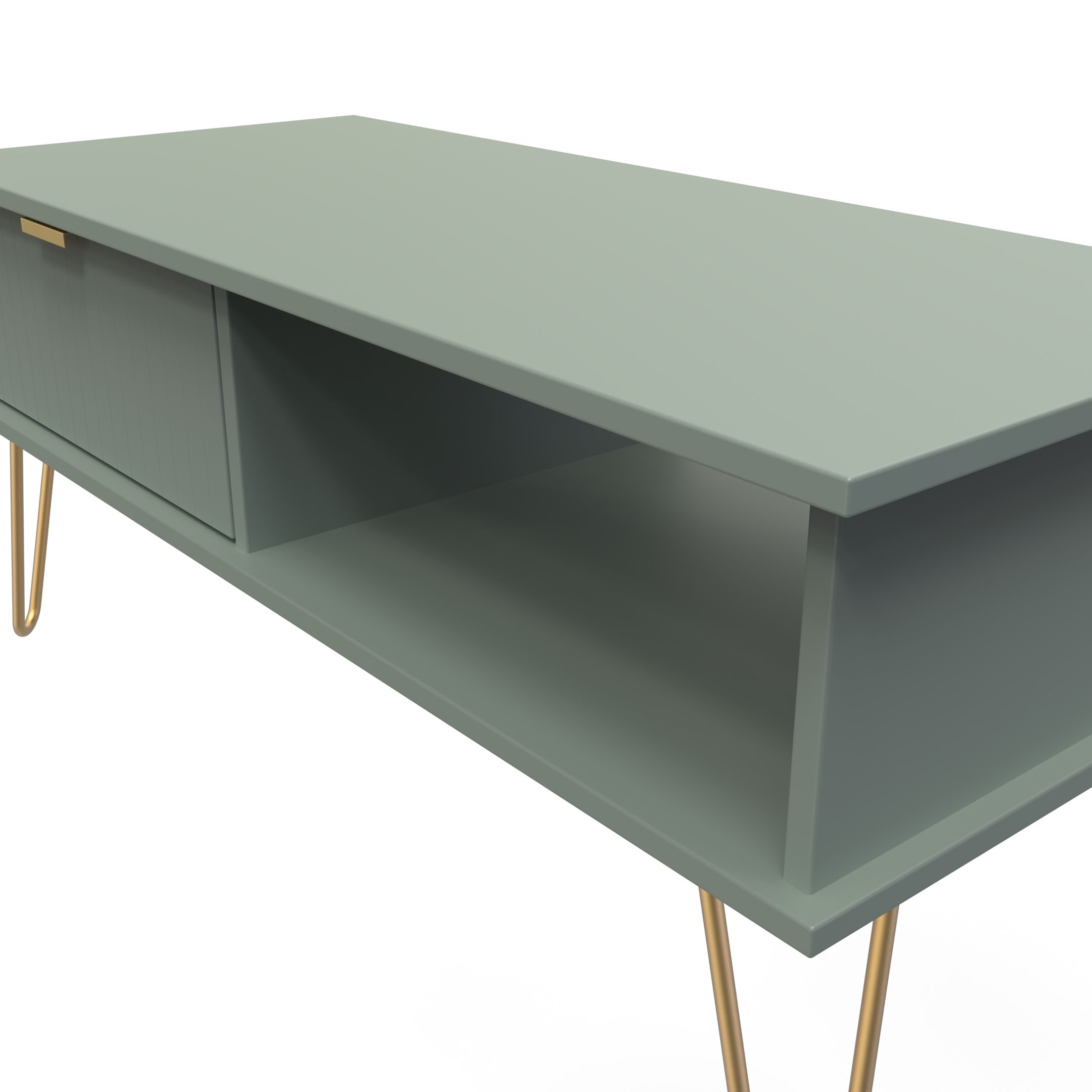 Linear Ready assembled Matt green 1 Drawer Small Coffee table (H)455mm (W)905mm (D)395mm