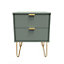 Linear Ready assembled Matt green 2 Drawer Bedside chest (H)505mm (W)395mm (D)415mm