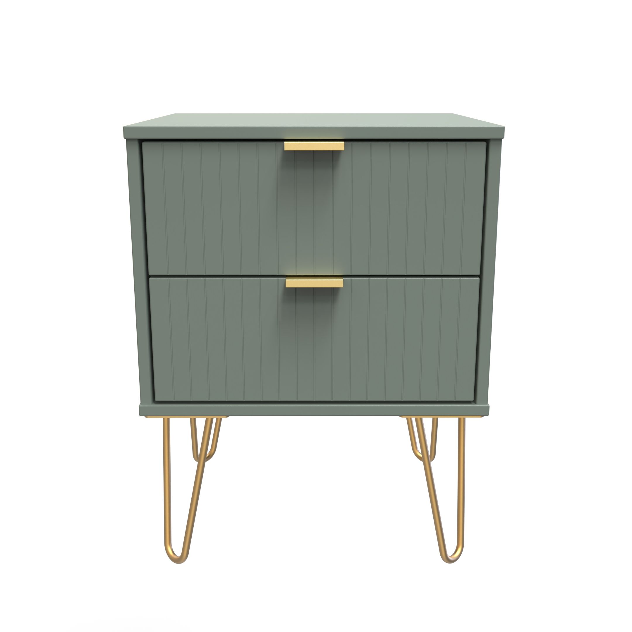 Linear Ready assembled Matt green 2 Drawer Bedside chest (H)505mm (W)395mm (D)415mm