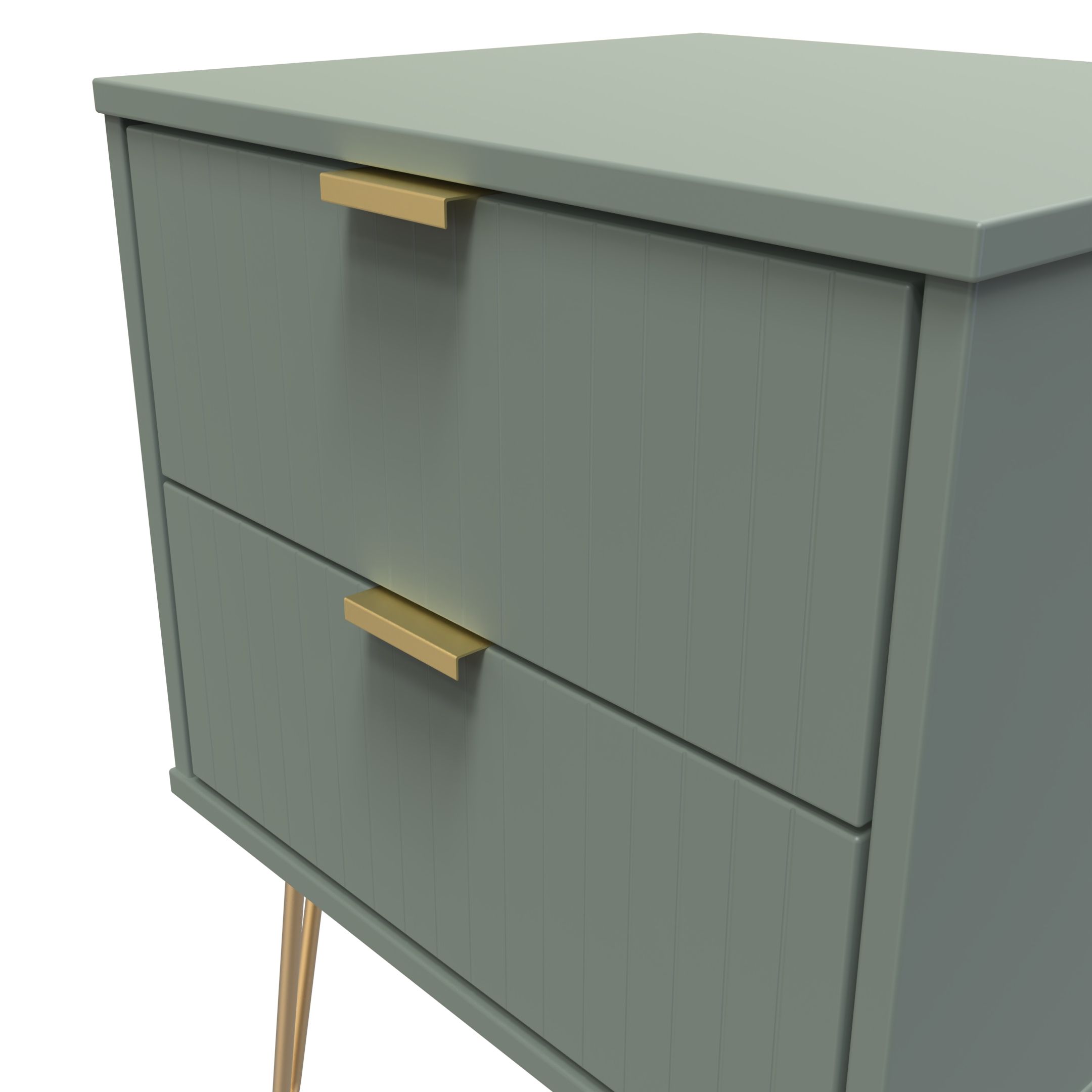 Linear Ready assembled Matt green 2 Drawer Bedside chest (H)505mm (W)395mm (D)415mm