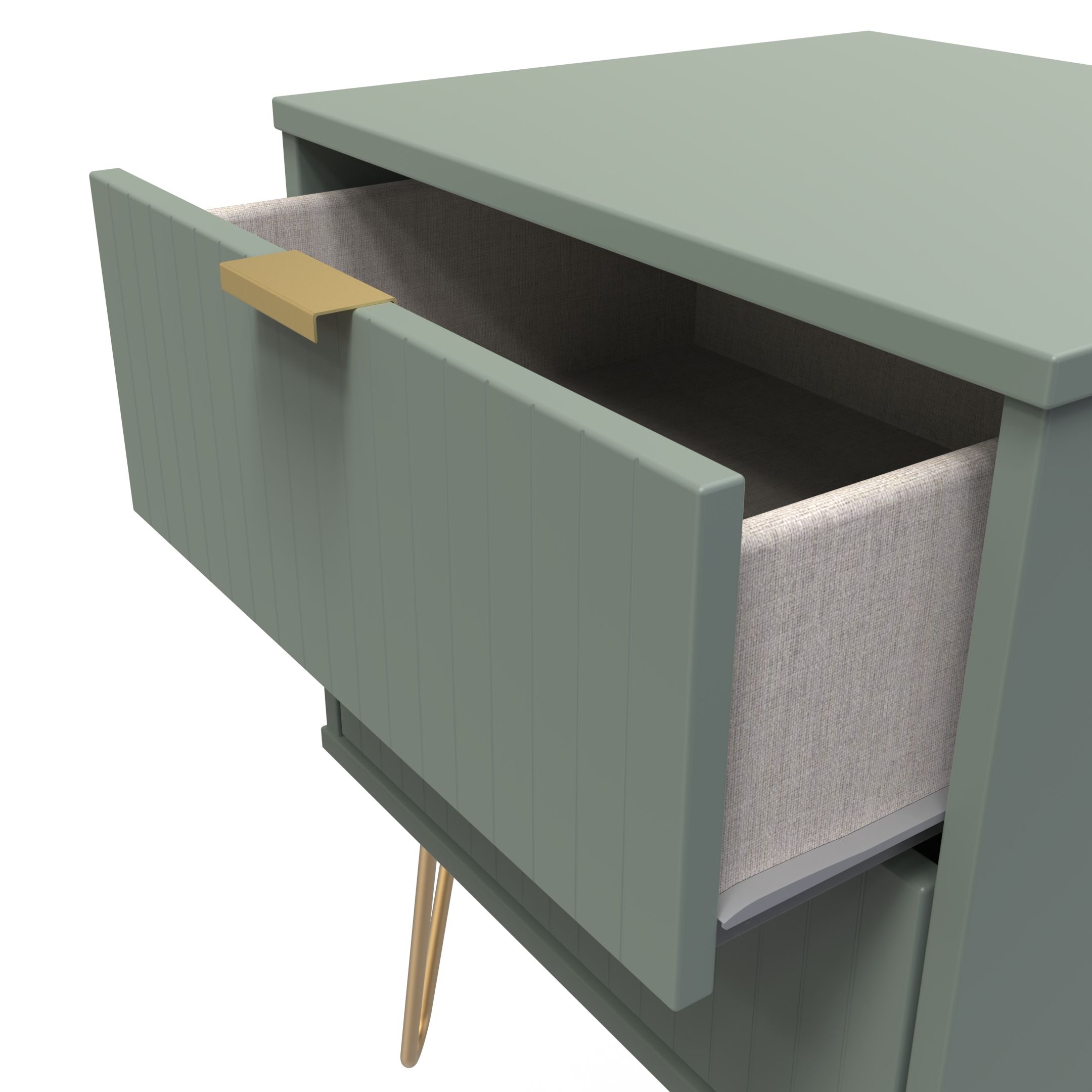 Linear Ready assembled Matt green 2 Drawer Bedside chest (H)505mm (W)395mm (D)415mm