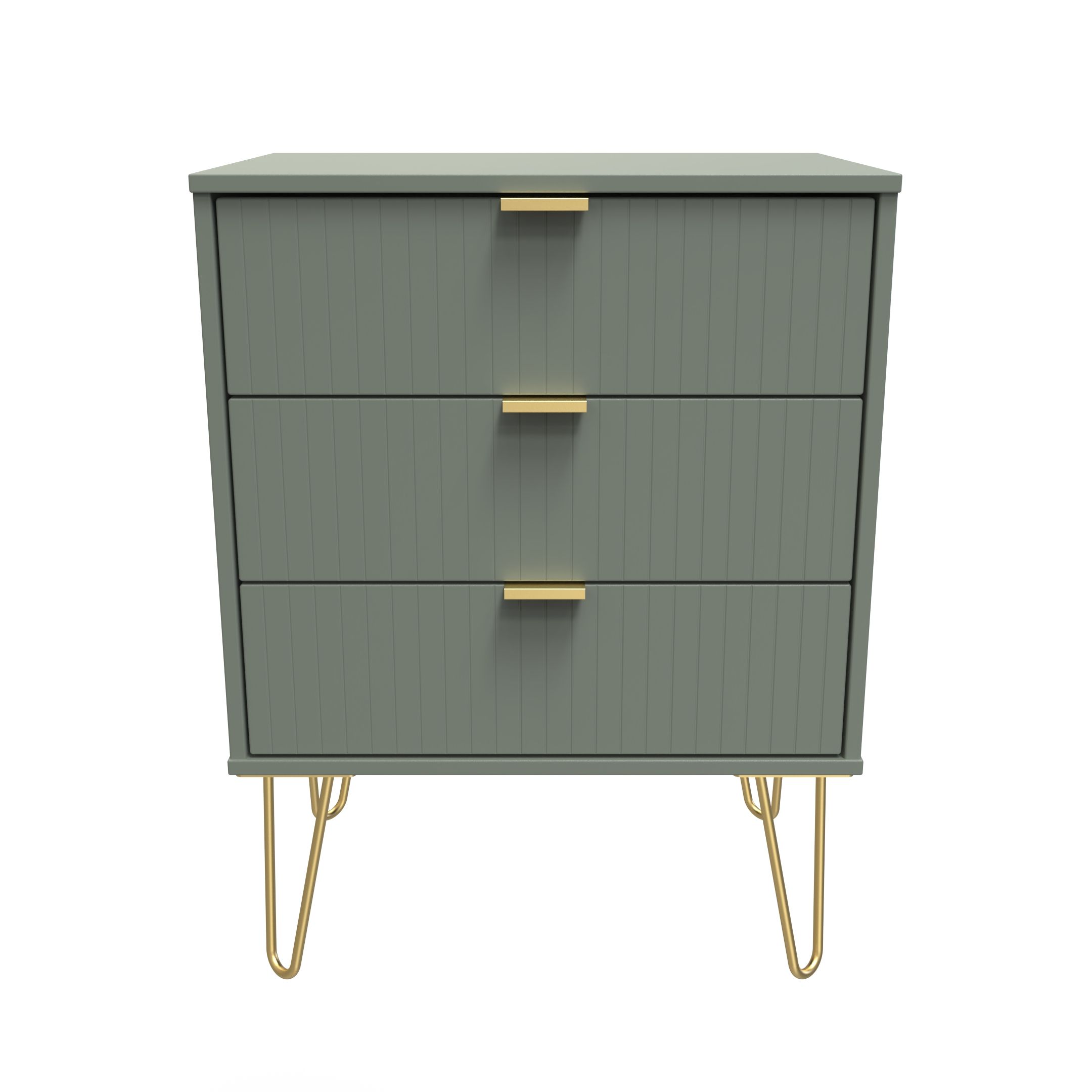Linear Ready assembled Matt green 3 Drawer Chest of drawers (H)740mm (W)575mm (D)395mm