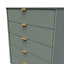Linear Ready assembled Matt green 5 Drawer Chest of drawers (H)1075mm (W)765mm (D)415mm