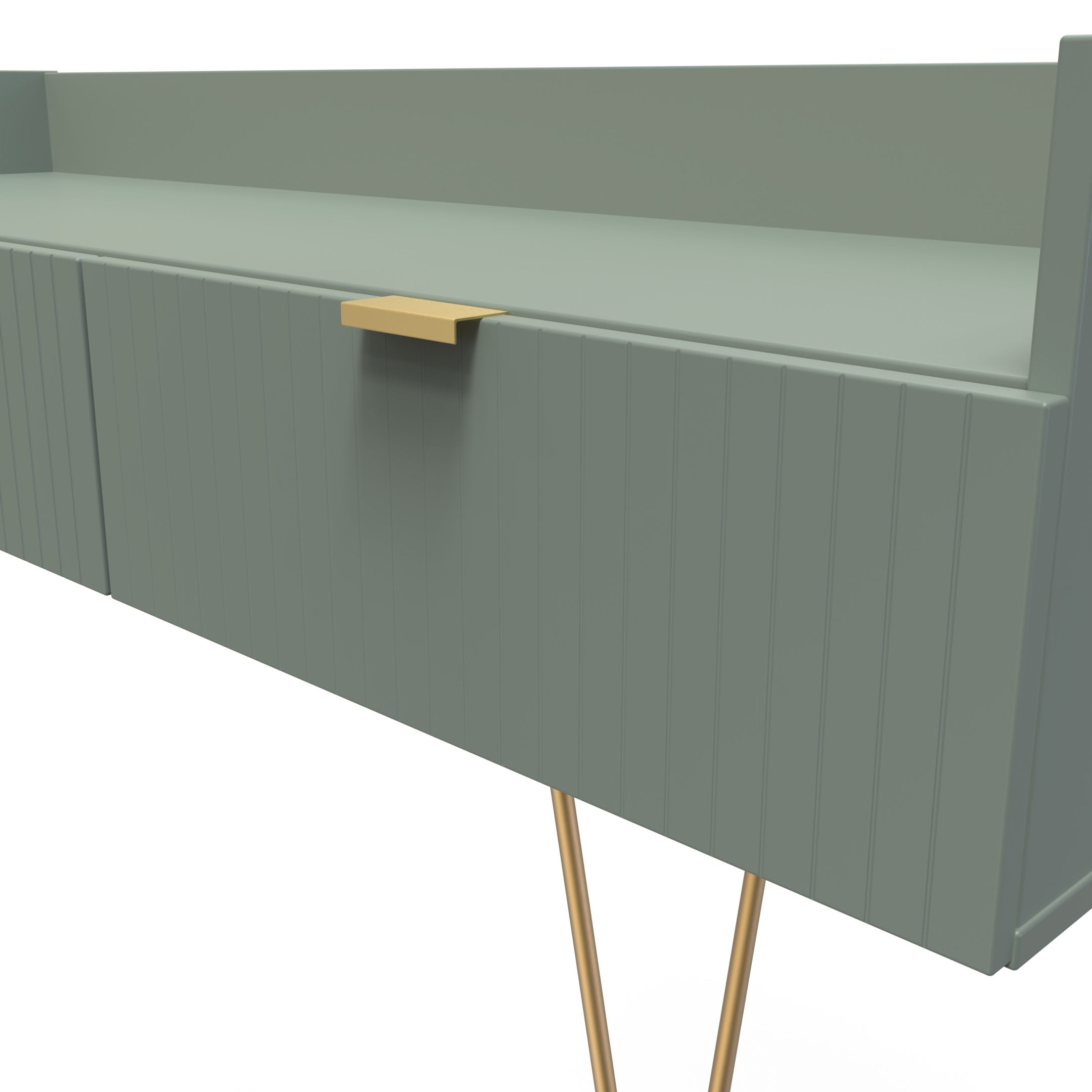 Linear Ready assembled Matt green Media unit with 2 drawers, (H)128cm x (W)51.5cm x (D)39.5cm