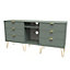 Linear Ready assembled Matt green Media unit with 2 shelves & 6 drawers, (H)152cm x (W)74cm x (D)39.5cm