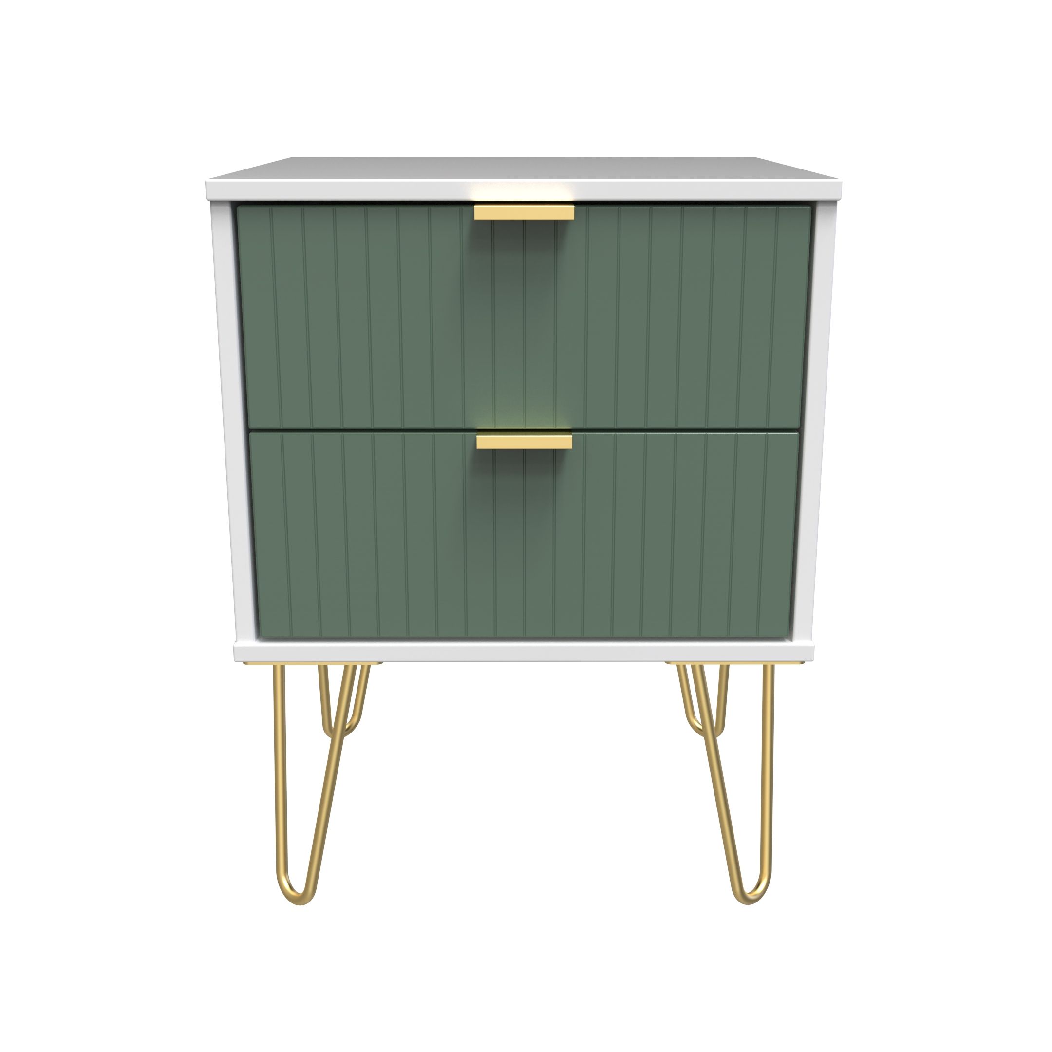 Linear Ready assembled Matt green & white 2 Drawer Bedside chest (H)505mm (W)395mm (D)415mm