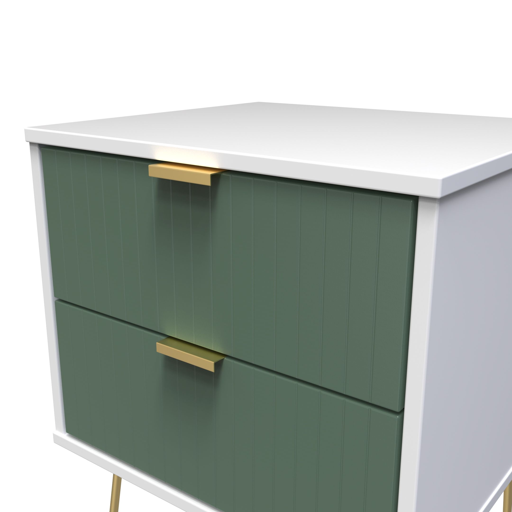 Linear Ready assembled Matt green & white 2 Drawer Bedside chest (H)505mm (W)395mm (D)415mm