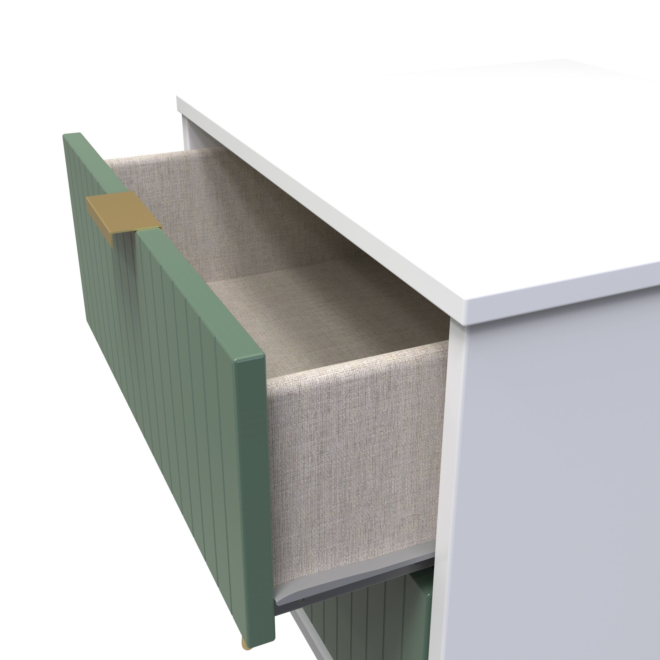 Linear Ready assembled Matt green & white 2 Drawer Bedside chest (H)505mm (W)395mm (D)415mm