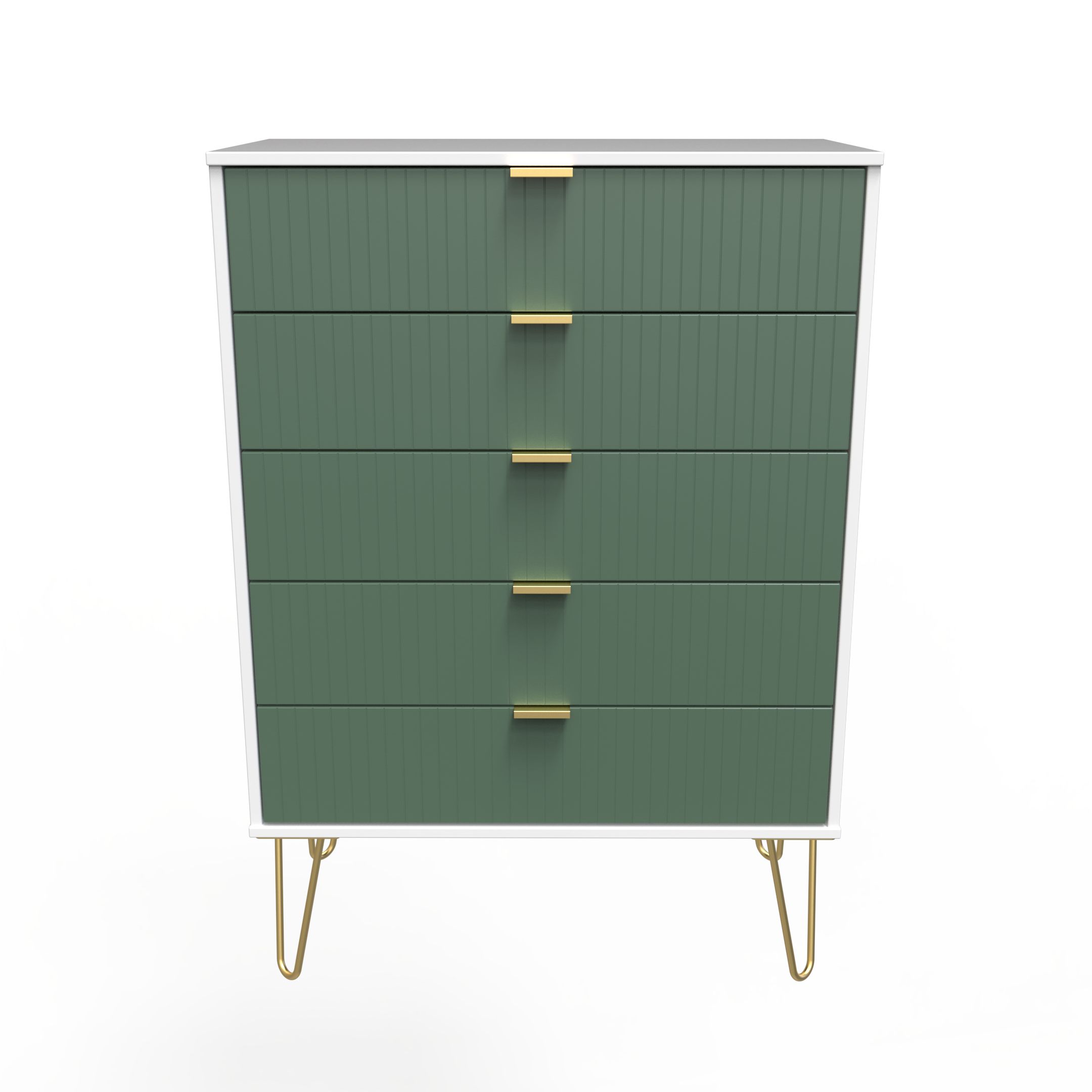 Linear Ready assembled Matt green & white 5 Drawer Chest of drawers (H)1075mm (W)765mm (D)415mm