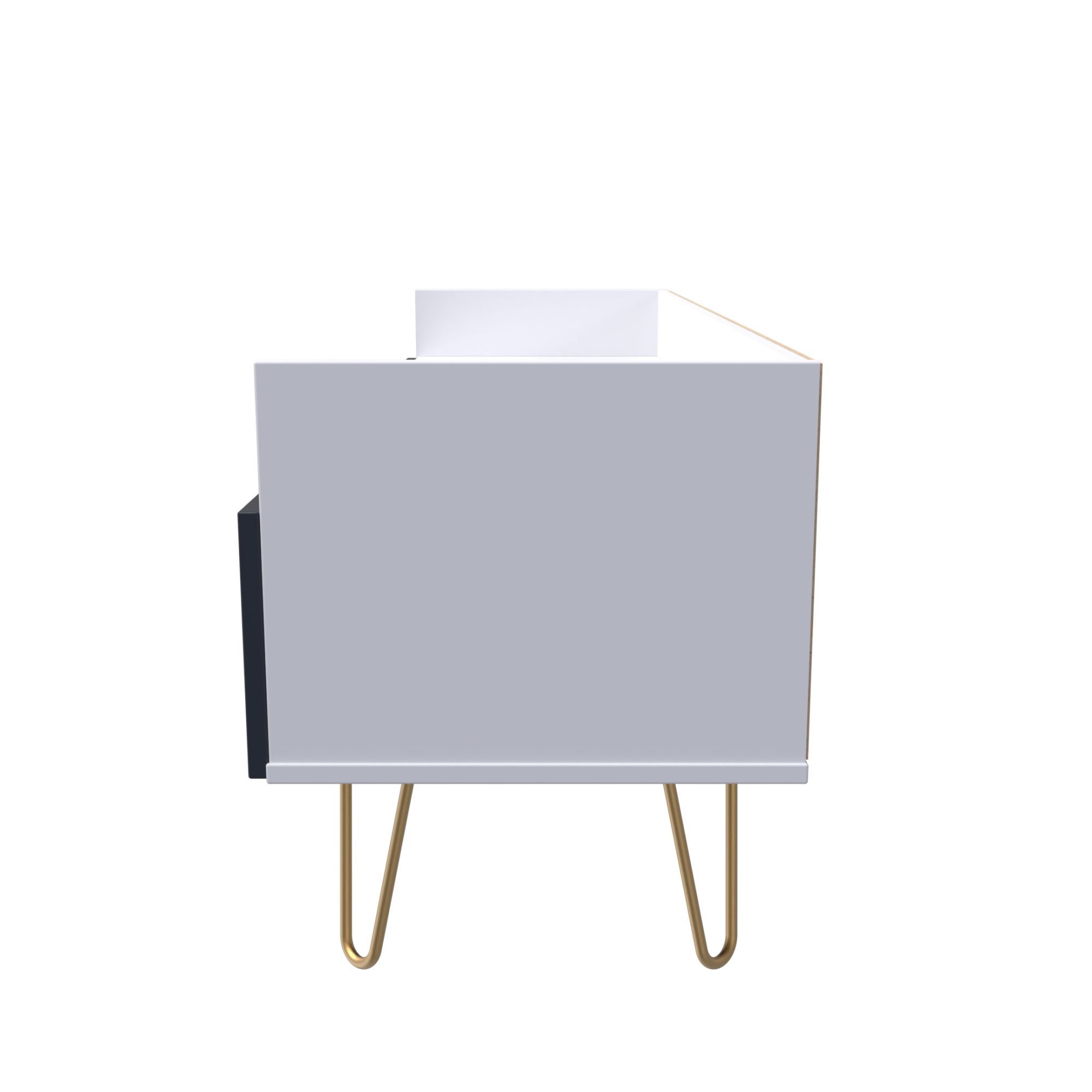 Linear Ready assembled Matt indigo & white Media unit with 2 drawers, (H)128cm x (W)51.5cm x (D)39.5cm