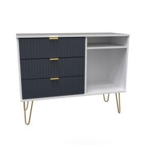 Linear Ready assembled Matt indigo & white Media unit with 2 shelves & 3 drawers, (H)97cm x (W)74cm x (D)39.5cm