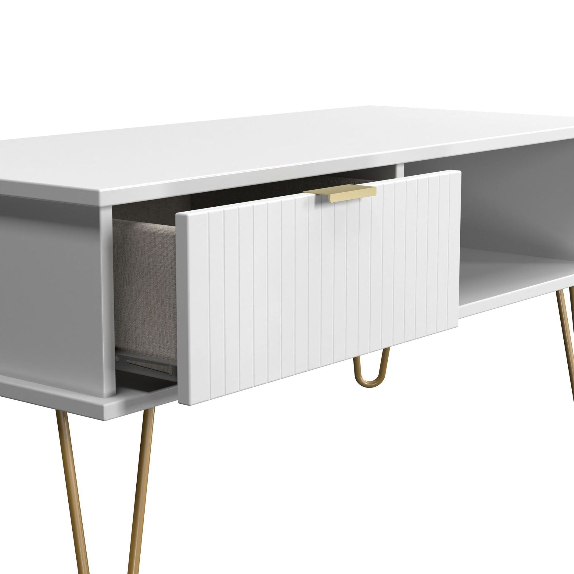 Linear Ready assembled Matt white 1 Drawer Small Coffee table (H)455mm (W)905mm (D)395mm
