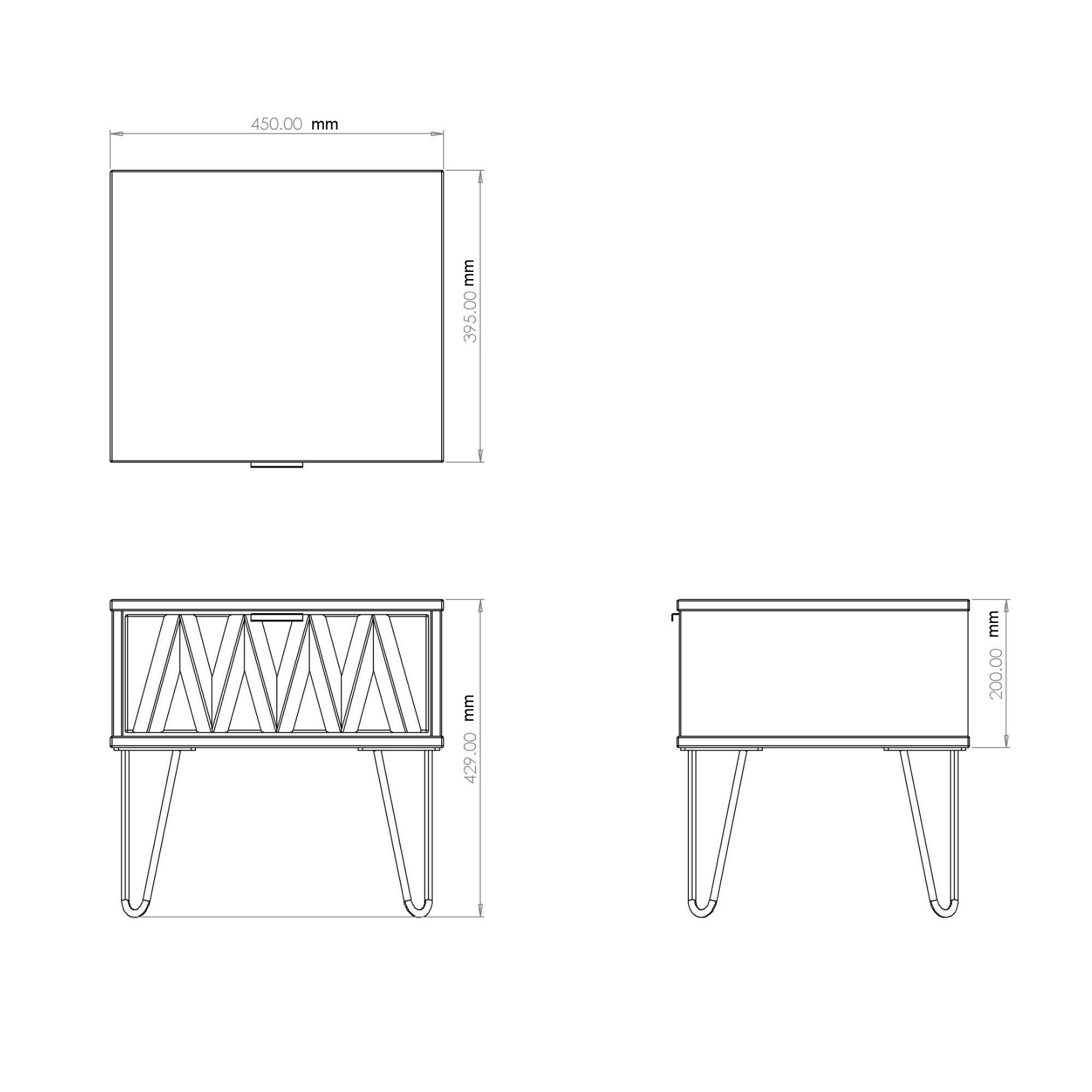 Linear Ready assembled Matt white 1 Drawer Small Side table (H)410mm (W)450mm (D)395mm