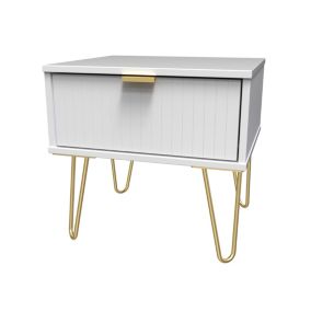Linear Ready assembled Matt white 1 Drawer Small Side table (H)410mm (W)450mm (D)395mm