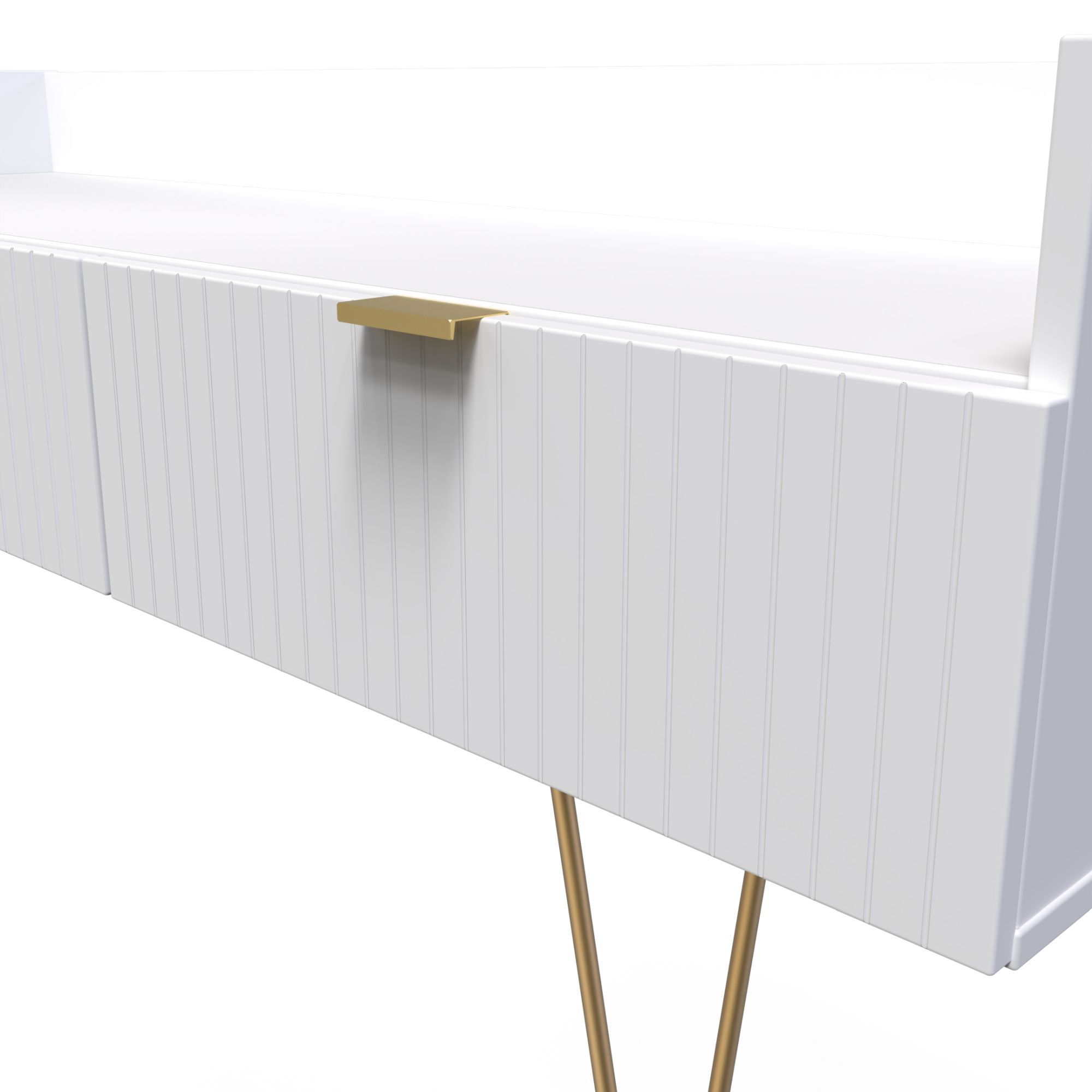 Linear Ready assembled Matt white Media unit with 2 drawers, (H)128cm x (W)51.5cm x (D)39.5cm