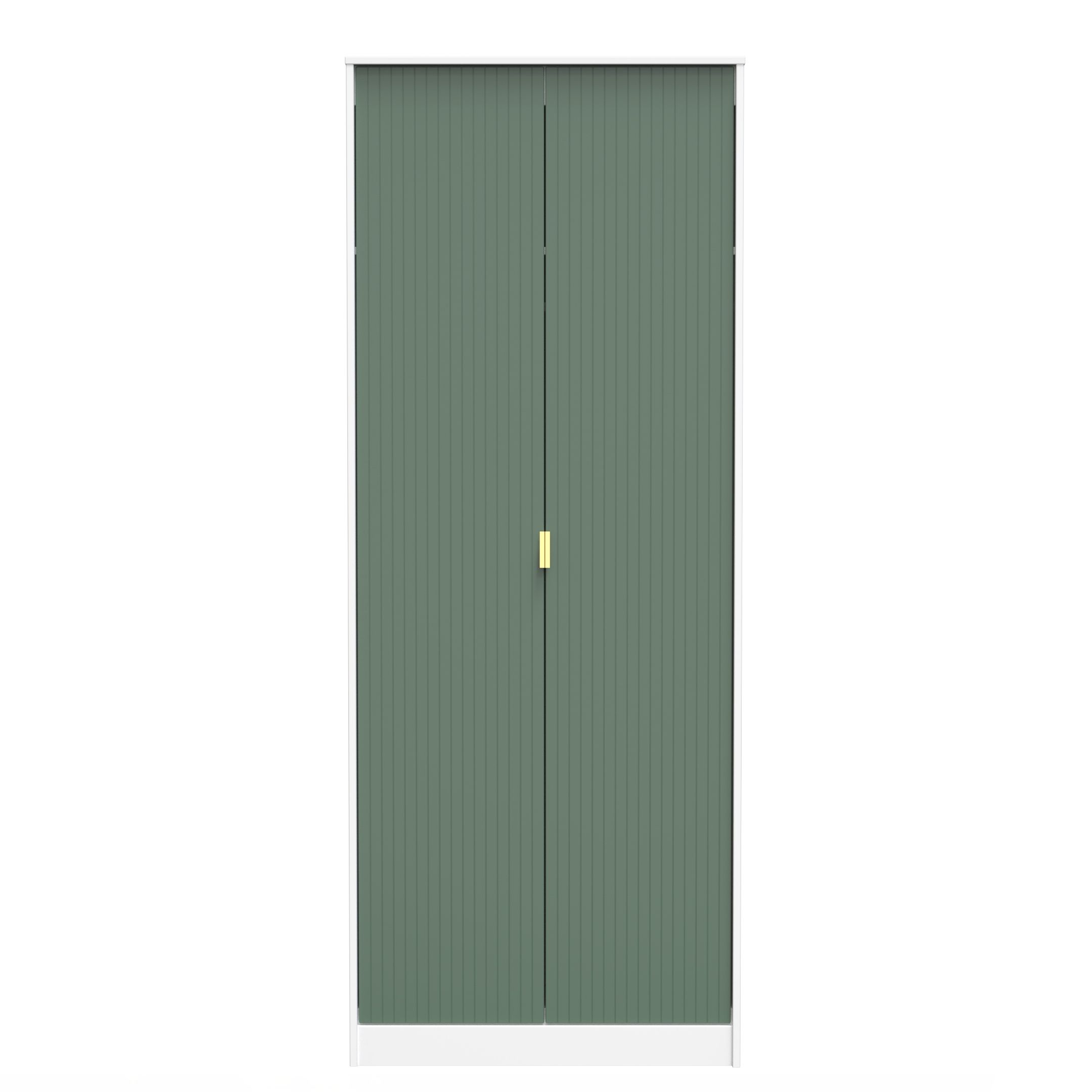 Linear Ready assembled Modern Matt green & white Tall Double Wardrobe (H)1970mm (W)740mm (D)530mm