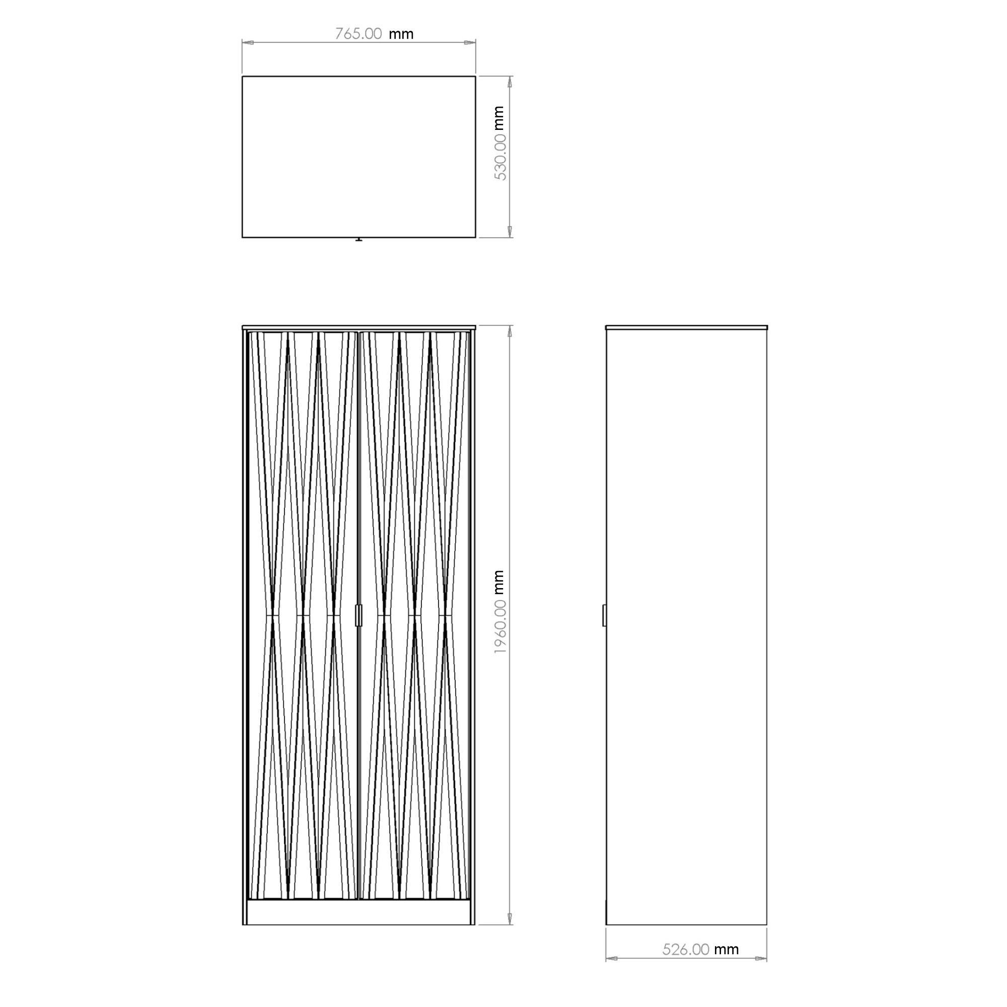 Linear Ready assembled Modern Matt grey Tall Double Wardrobe (H)1970mm (W)740mm (D)530mm