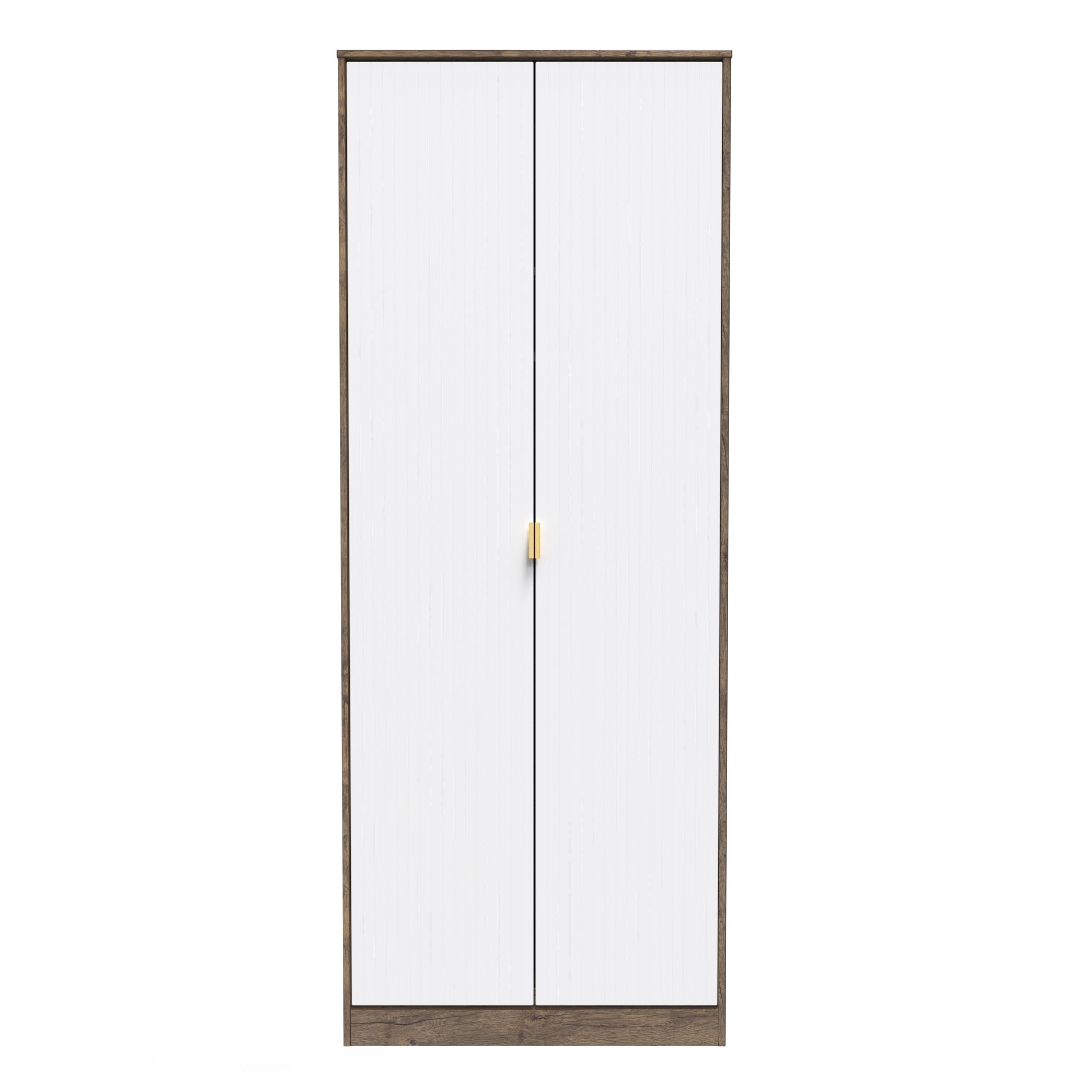 Linear Ready assembled Modern Matt white & oak Tall Double Wardrobe (H)1970mm (W)740mm (D)530mm