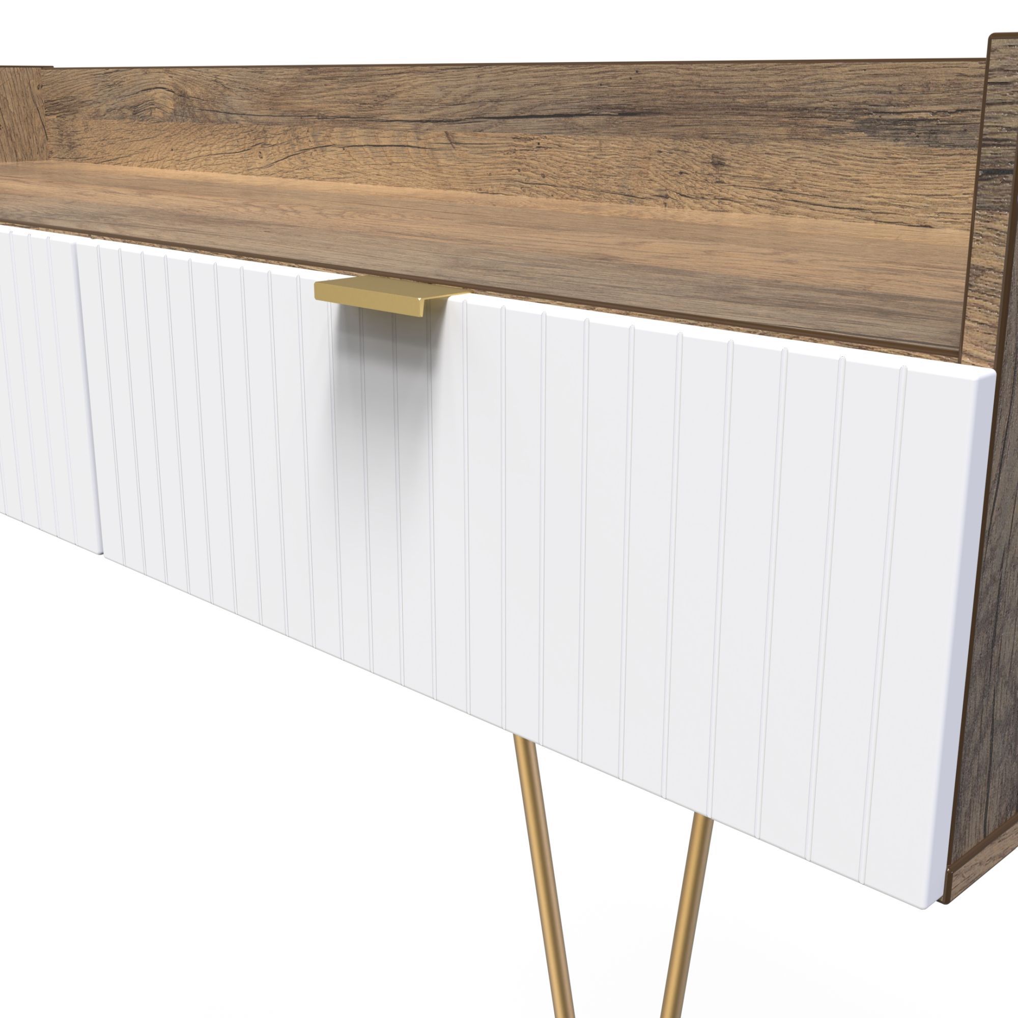 Linear Ready assembled White oak effect Media unit with 2 drawers, (H)128cm x (W)51.5cm x (D)39.5cm