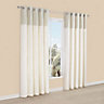 Linnet Limestone Panelled Lined Eyelet Curtains (W)117cm (L)137cm, Pair