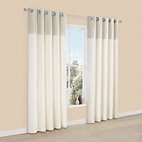 Linnet Limestone Panelled Lined Eyelet Curtains (W)167cm (L)183cm, Pair
