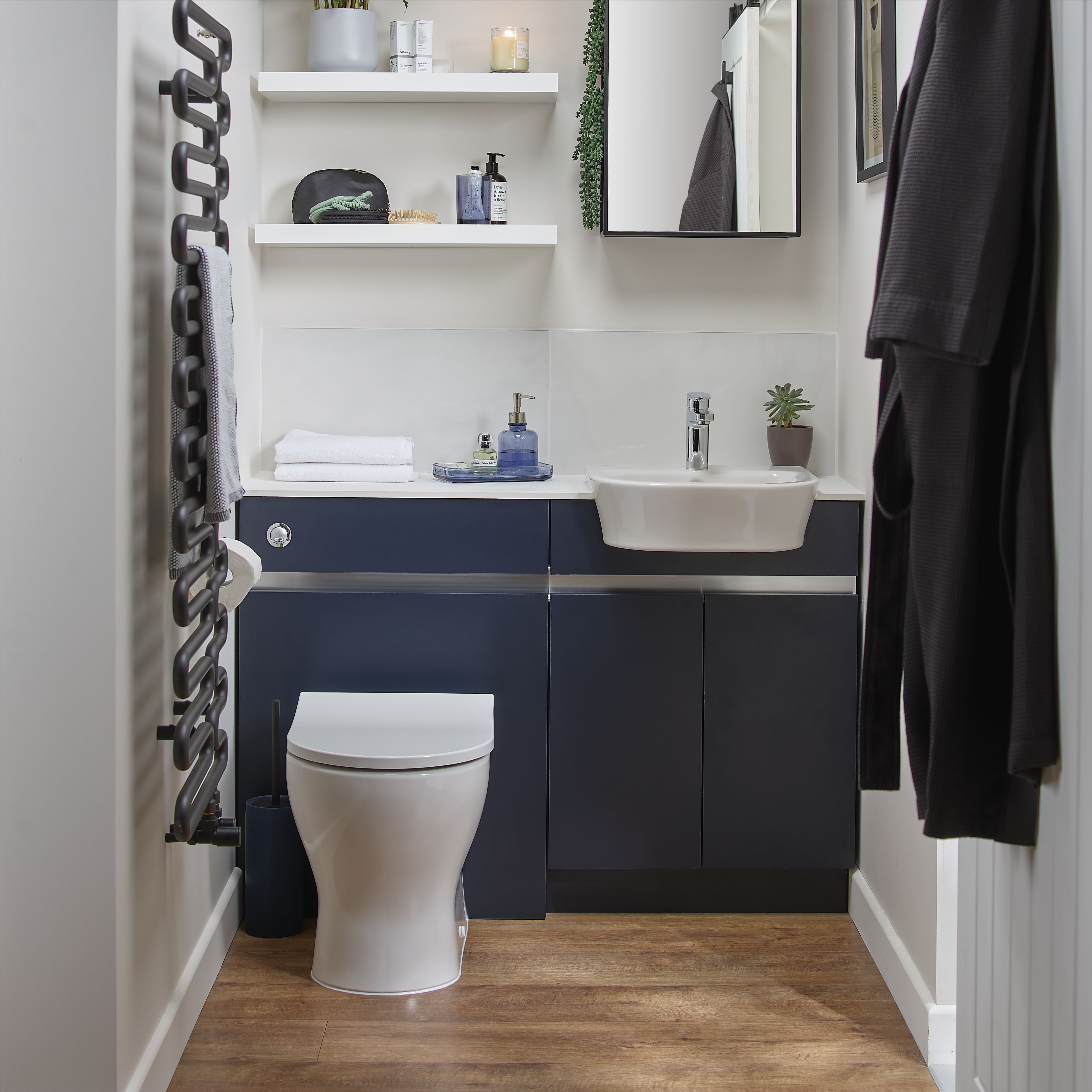 Lismore Matt Black Bathroom Furniture Integrated handle rail (L)200cm