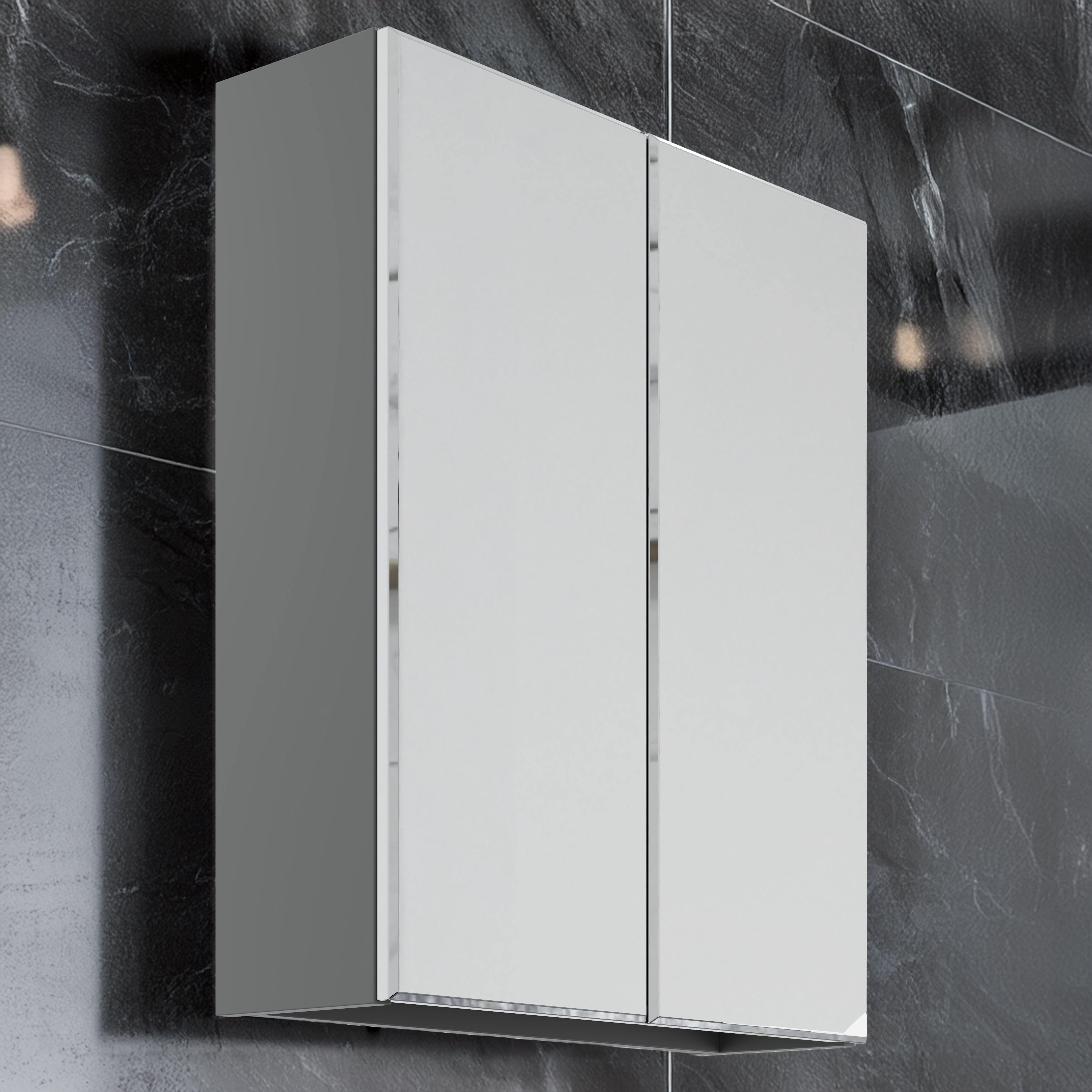 Lismore Matt Dust grey Wall-mounted Double Bathroom Cabinet (H)72cm (W)60cm