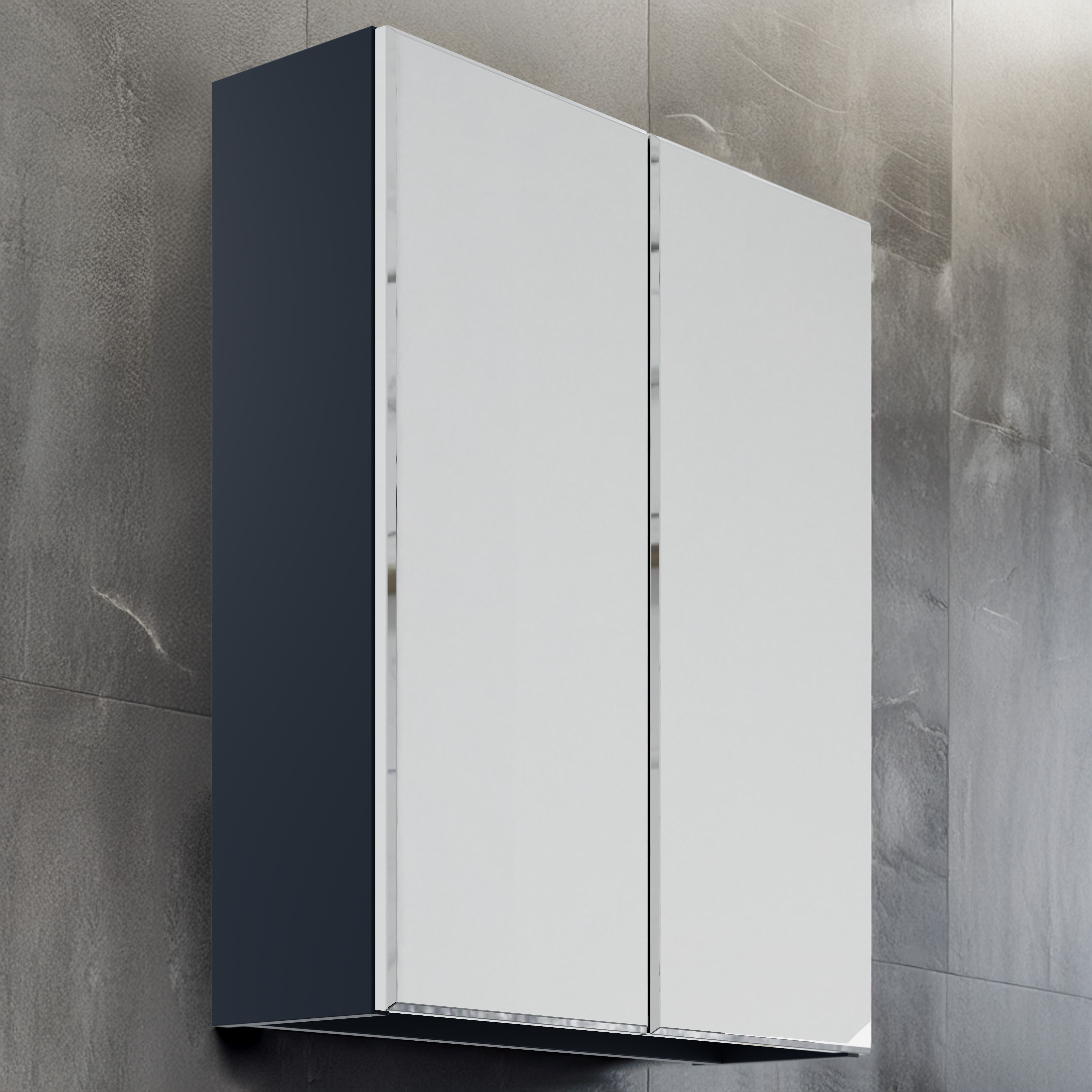 Lismore Matt Indigo blue Wall-mounted Double Bathroom Cabinet (H)72cm (W)60cm
