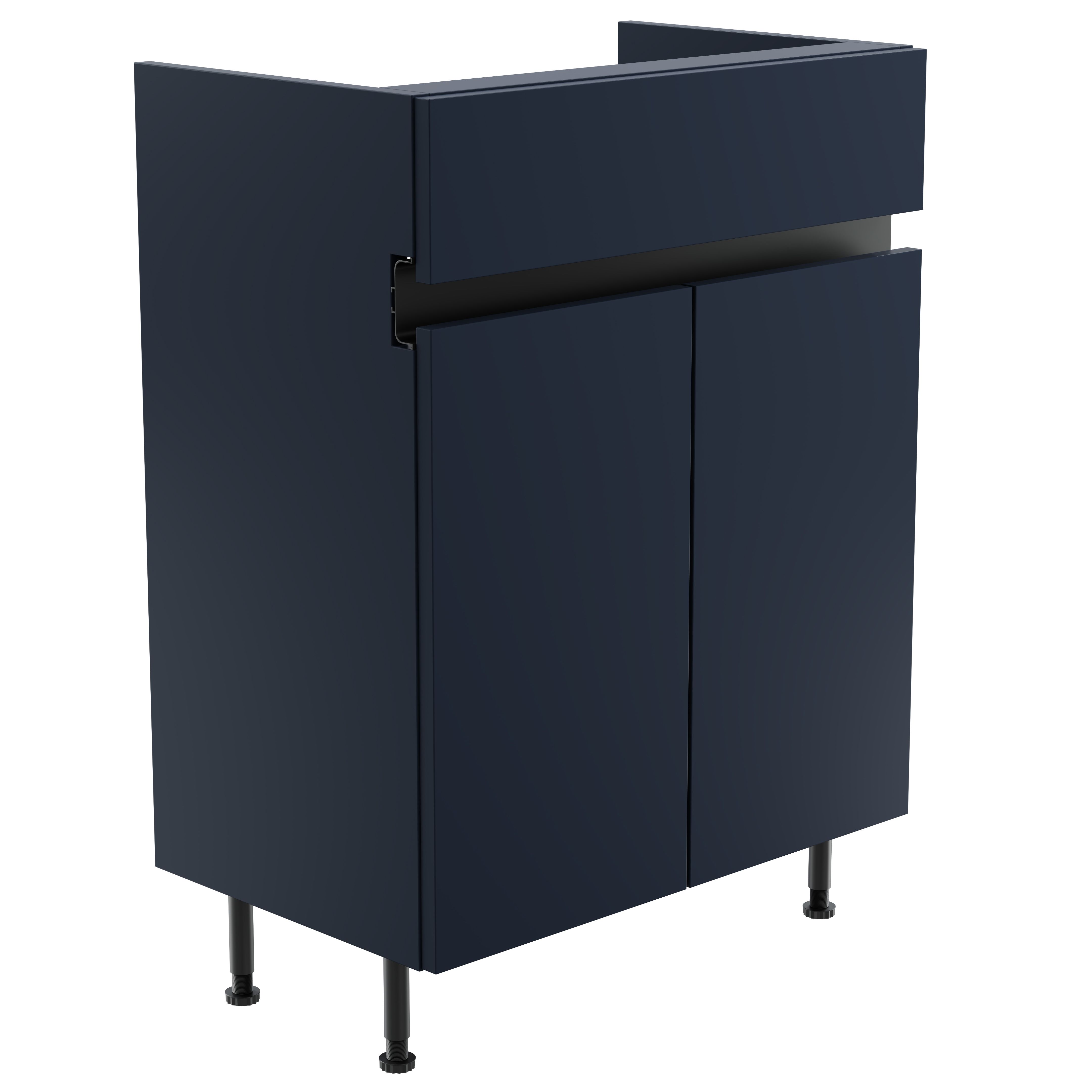 Lismore Standard Matt Indigo blue Double Freestanding Bathroom Cabinet (H)82cm (W)60cm
