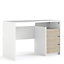 Liten Matt white & oak effect 3 drawer Desk (H)764mm (W)1200mm (D)561mm