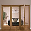 Lockwood 1 panel 1 Lite Glazed Shaker Oak veneer Internal Tri-fold Door set, (H)2035mm (W)2374mm