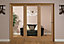 Lockwood 1 panel 1 Lite Glazed Shaker Oak veneer Internal Tri-fold Door set, (H)2035mm (W)2374mm