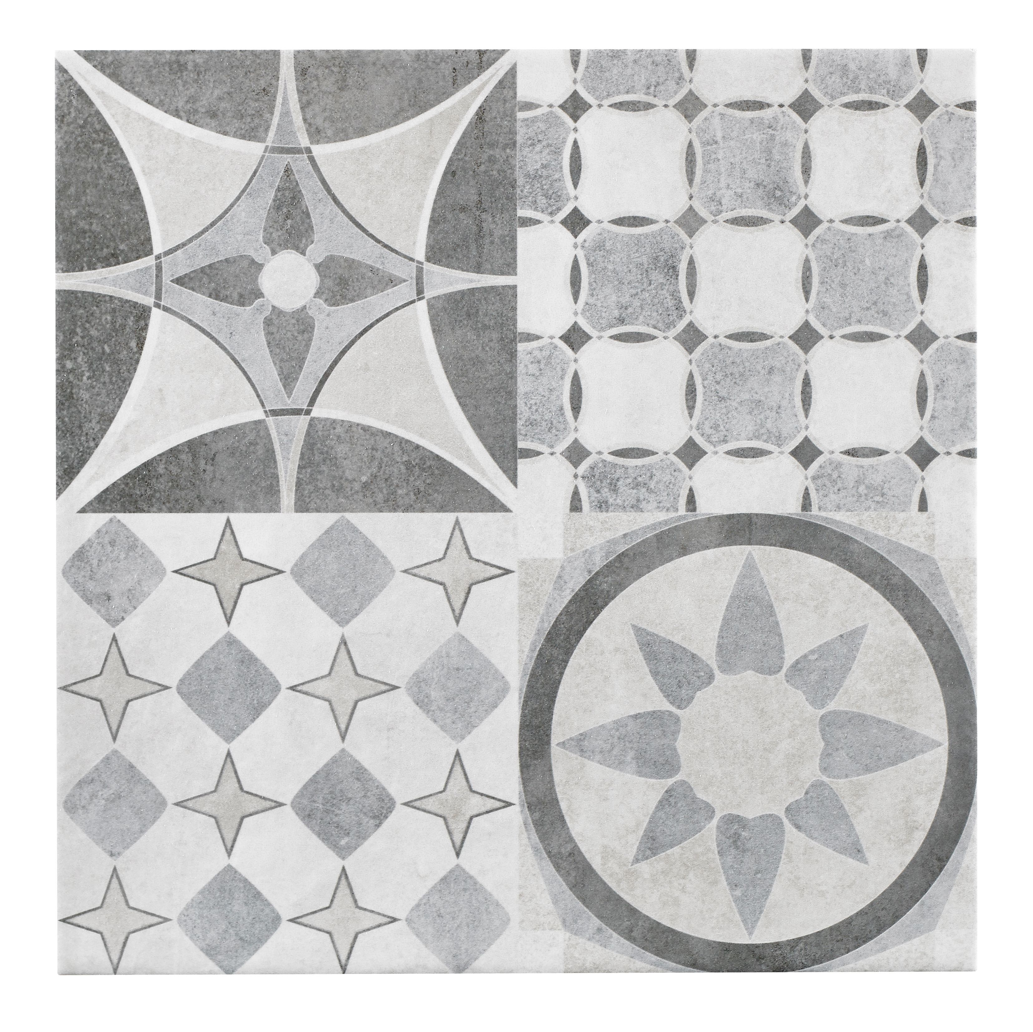 Lofthouse Grey Matt Patchwork Stone effect Ceramic Wall & floor Tile, Pack of 9, (L)333mm (W)333mm