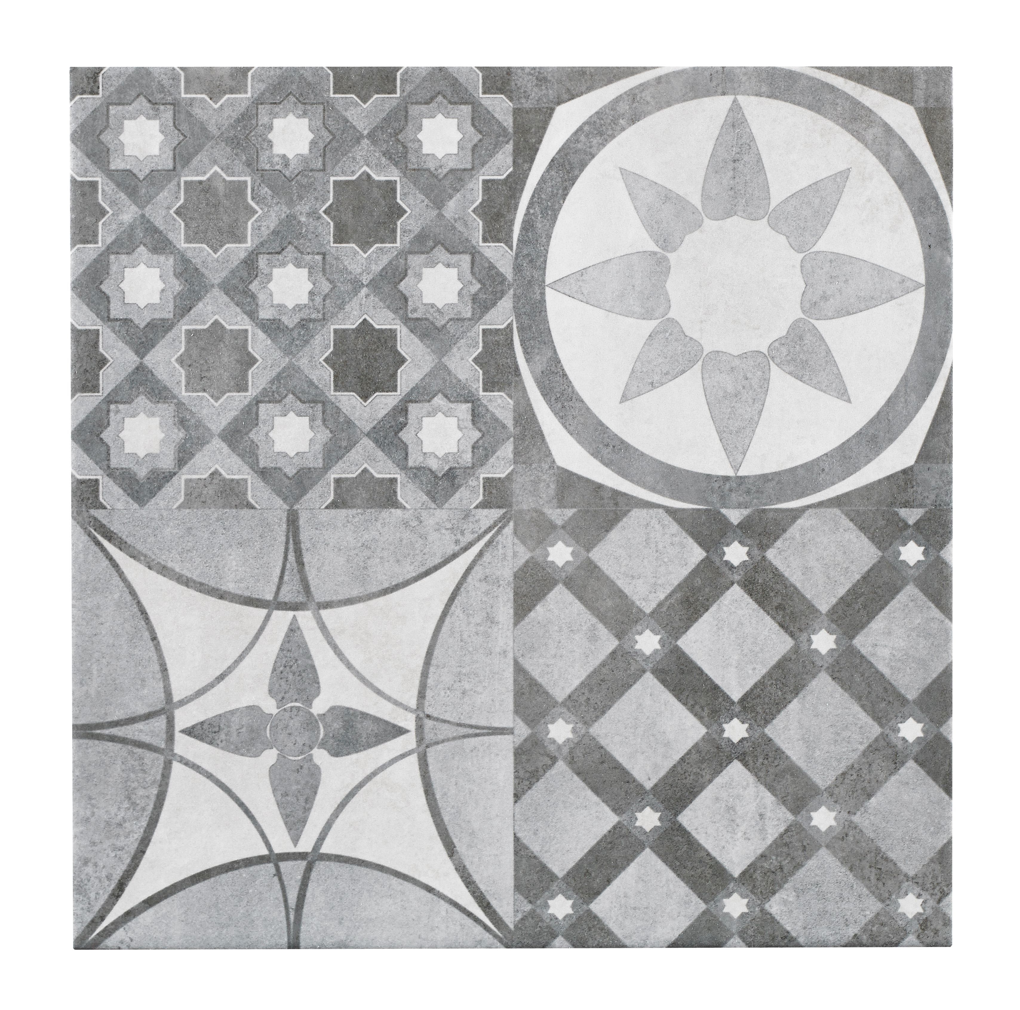 Lofthouse Grey Matt Patchwork Stone effect Ceramic Wall & floor Tile, Pack of 9, (L)333mm (W)333mm