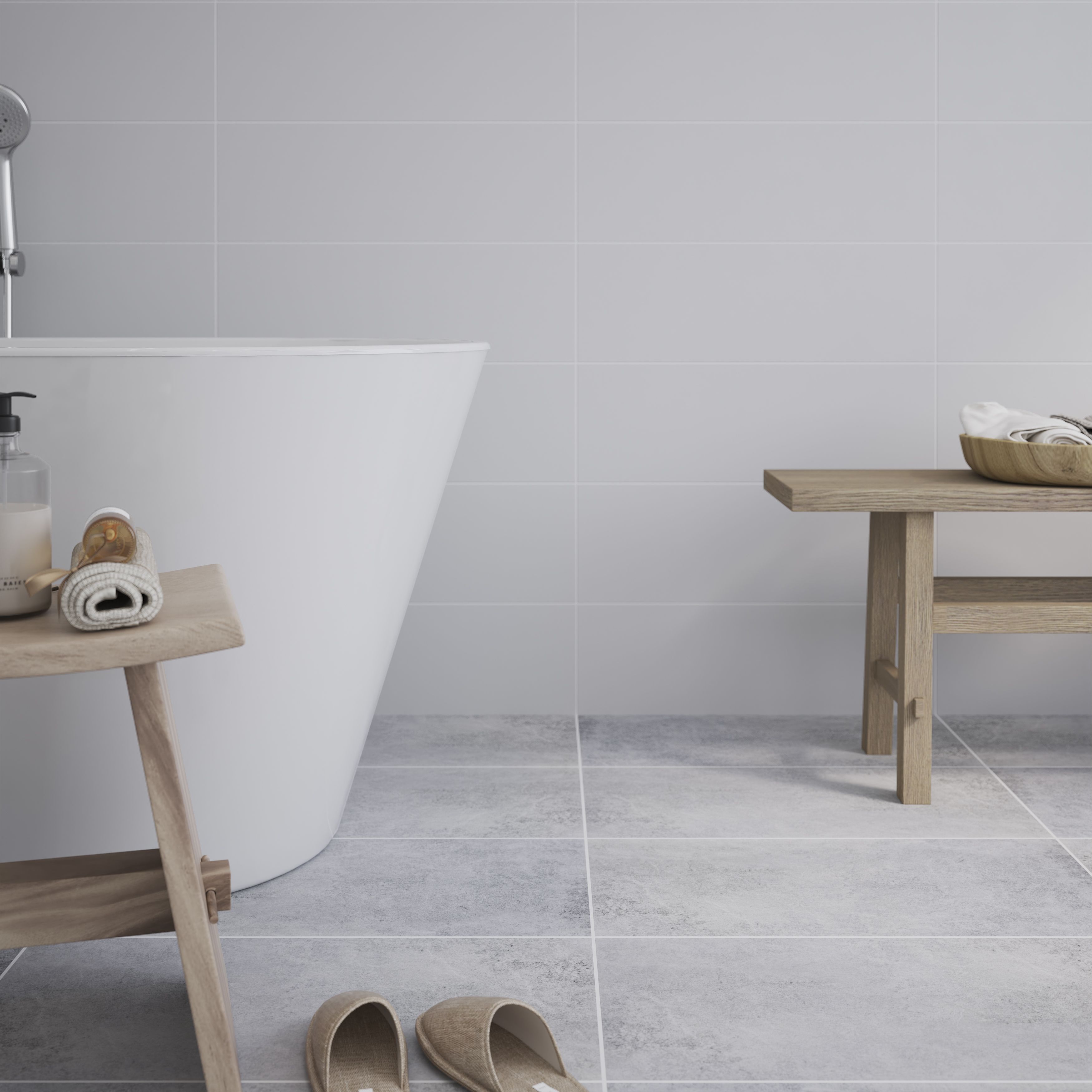 Lofthouse Grey Matt Stone effect Ceramic Wall & floor Tile, Pack of 5, (L)600mm (W)300mm