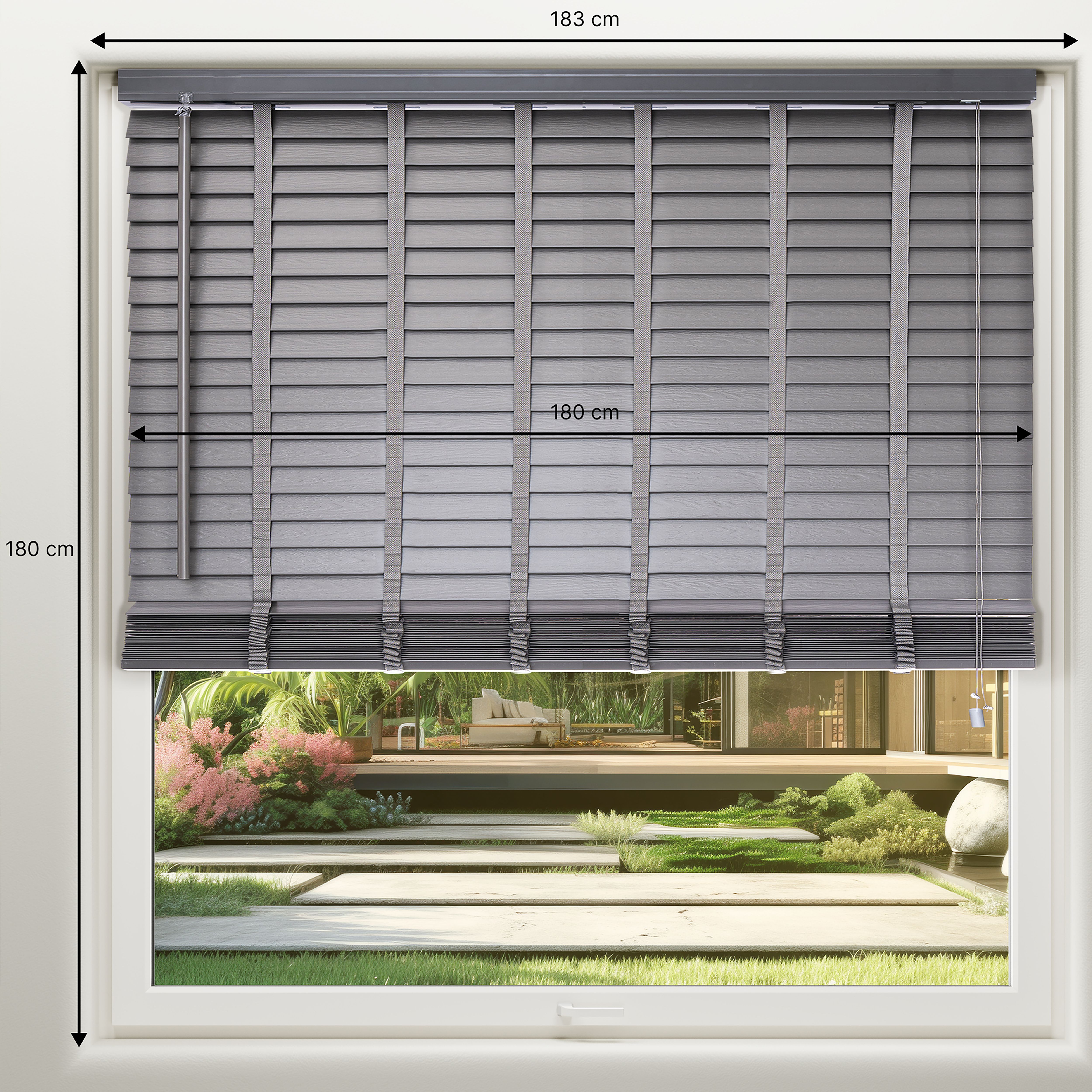 Lone Grey PVC Venetian Blind (W)180cm (L)180cm