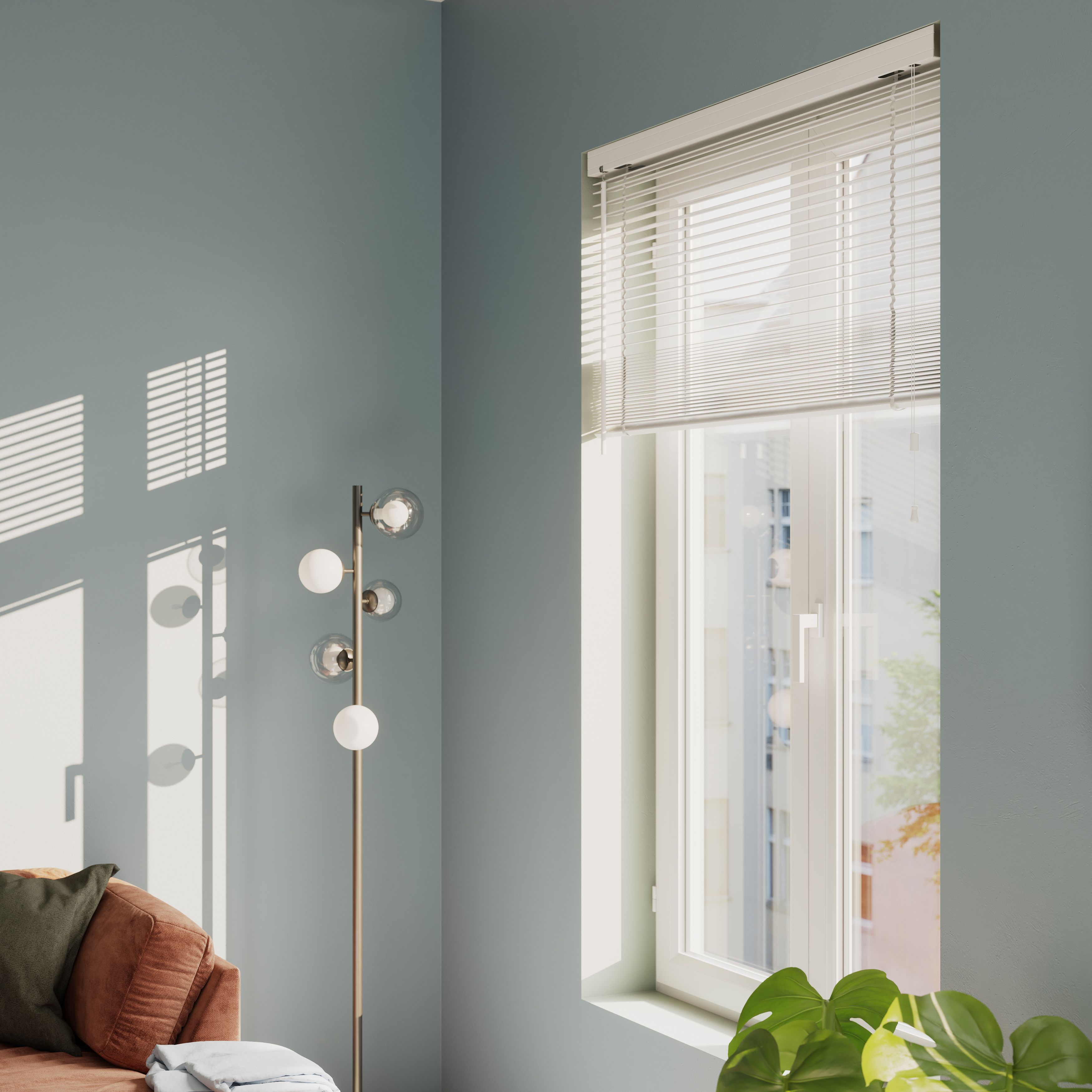 Lone White PVC Venetian Blind (W)180cm (L)180cm