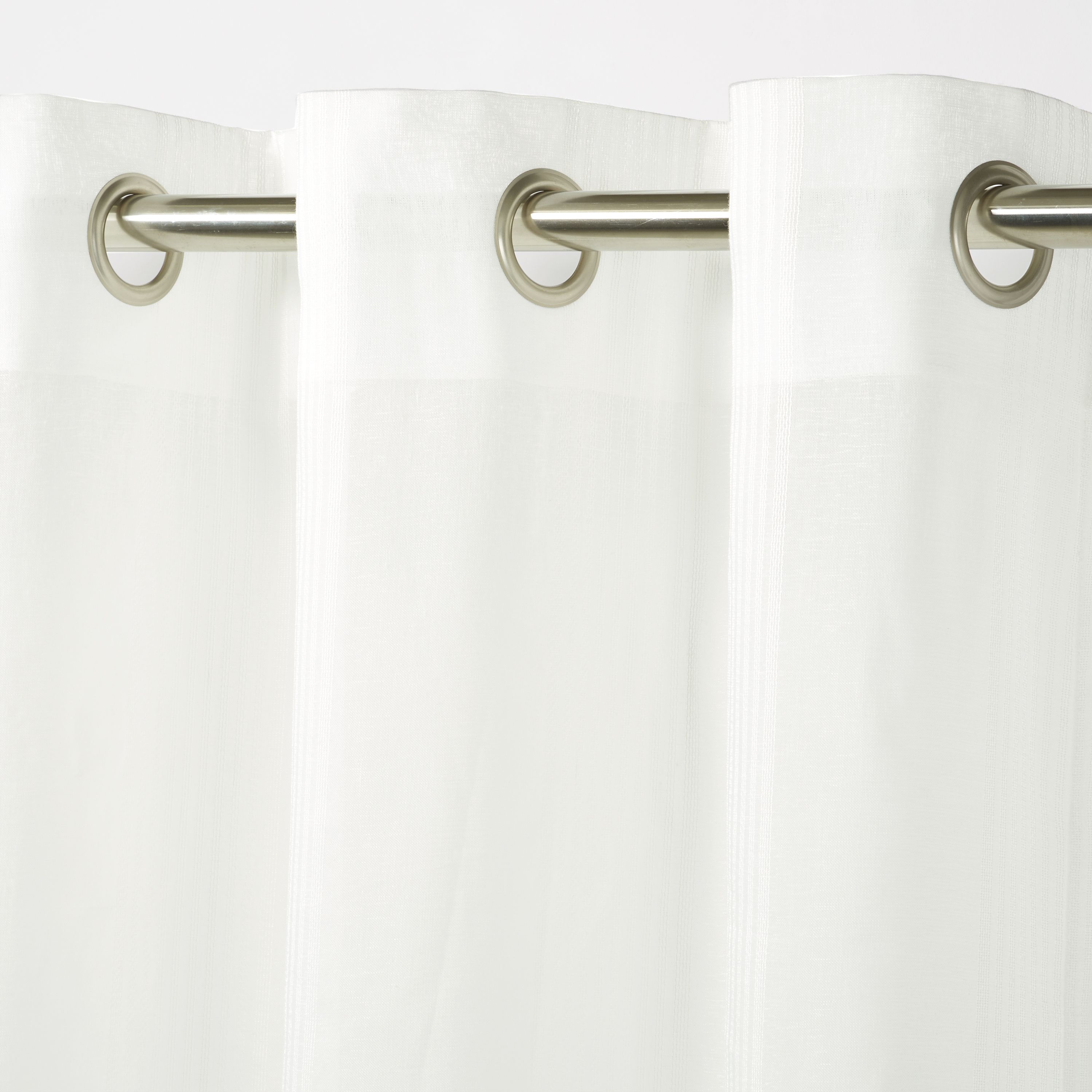 Lota White Vertical stripe Unlined Eyelet Voile curtain (W)140cm (L)260cm, Single