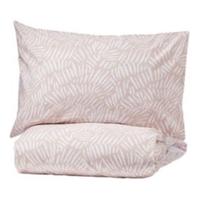 Lottie Printed Pink & white King Duvet cover & pillow case set