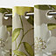 Louga Green, grey & yellow Floral Unlined Eyelet Curtain (W)140cm (L)260cm, Single