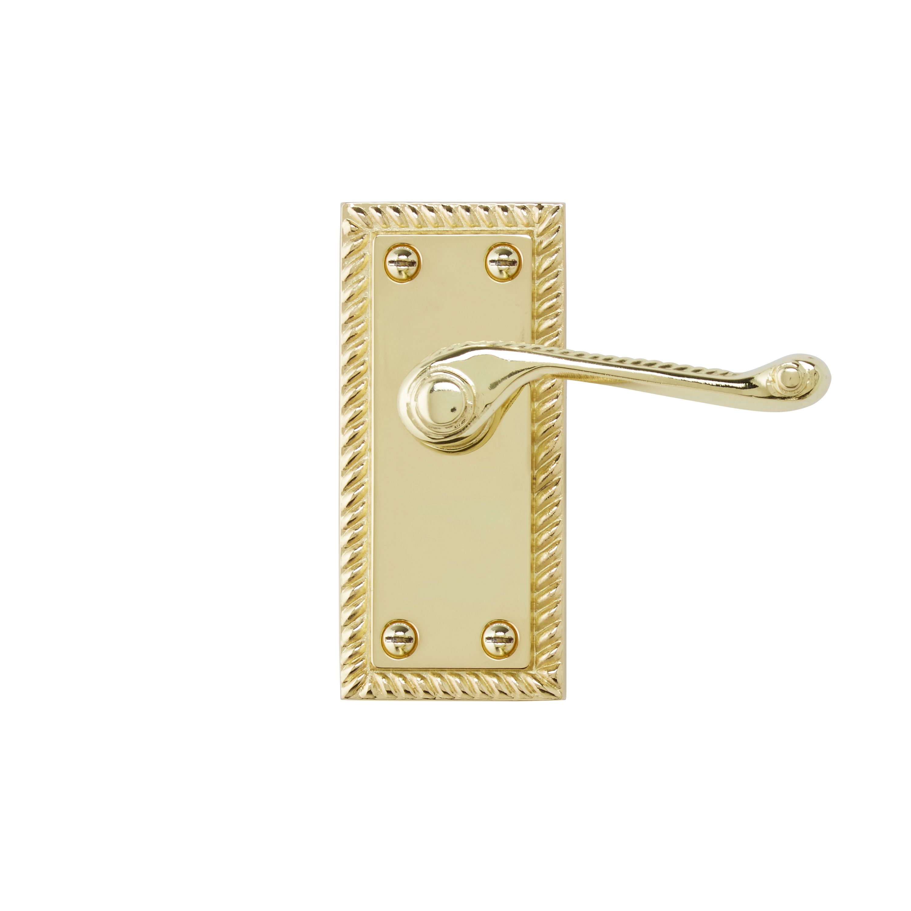 Louga Polished Brass effect Zamak Scroll Latch Door handle (L)92mm