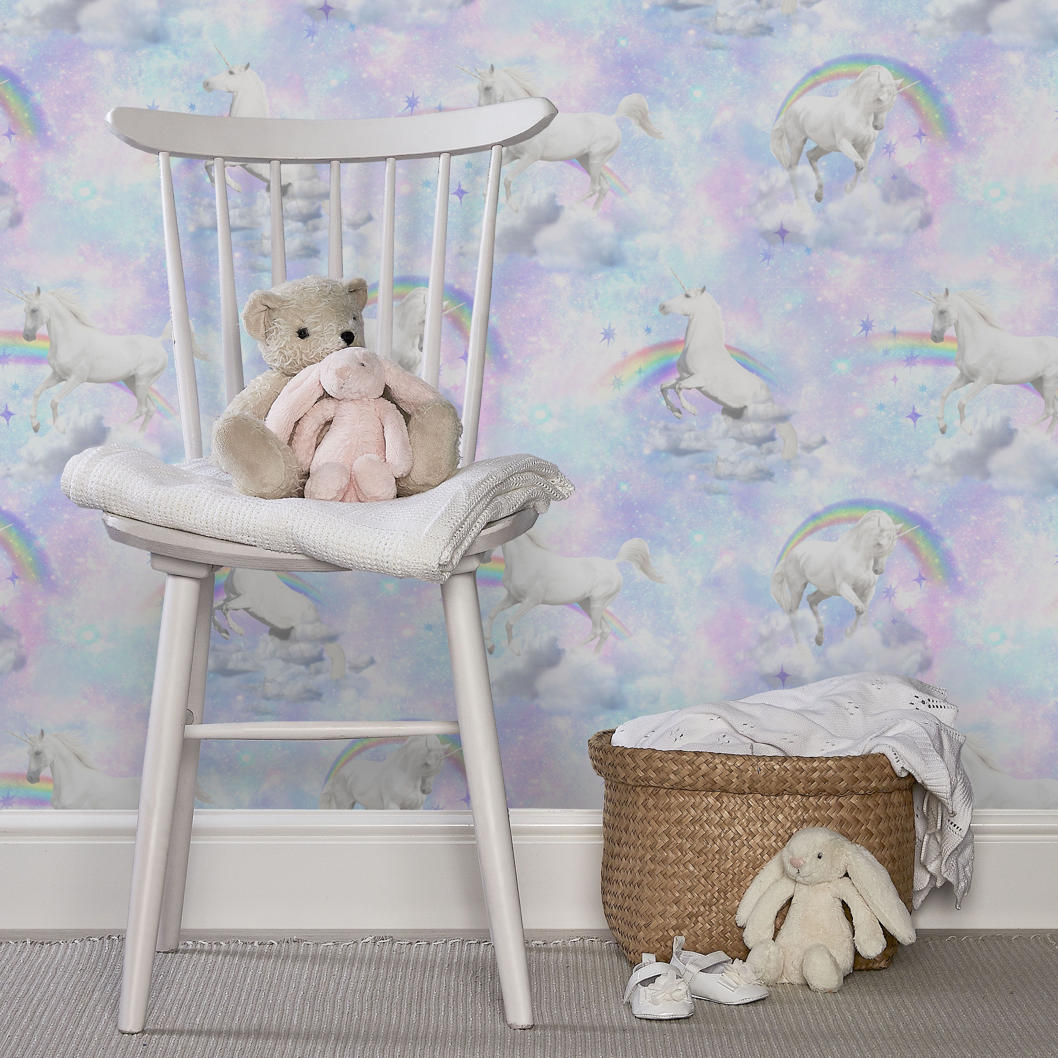 Lovoa Pink & purple Glitter effect Unicorn Smooth Wallpaper