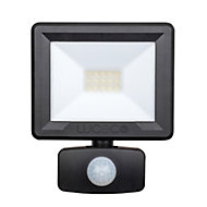Luceco Black Mains-powered Cool white Outdoor LED PIR Floodlight 800lm