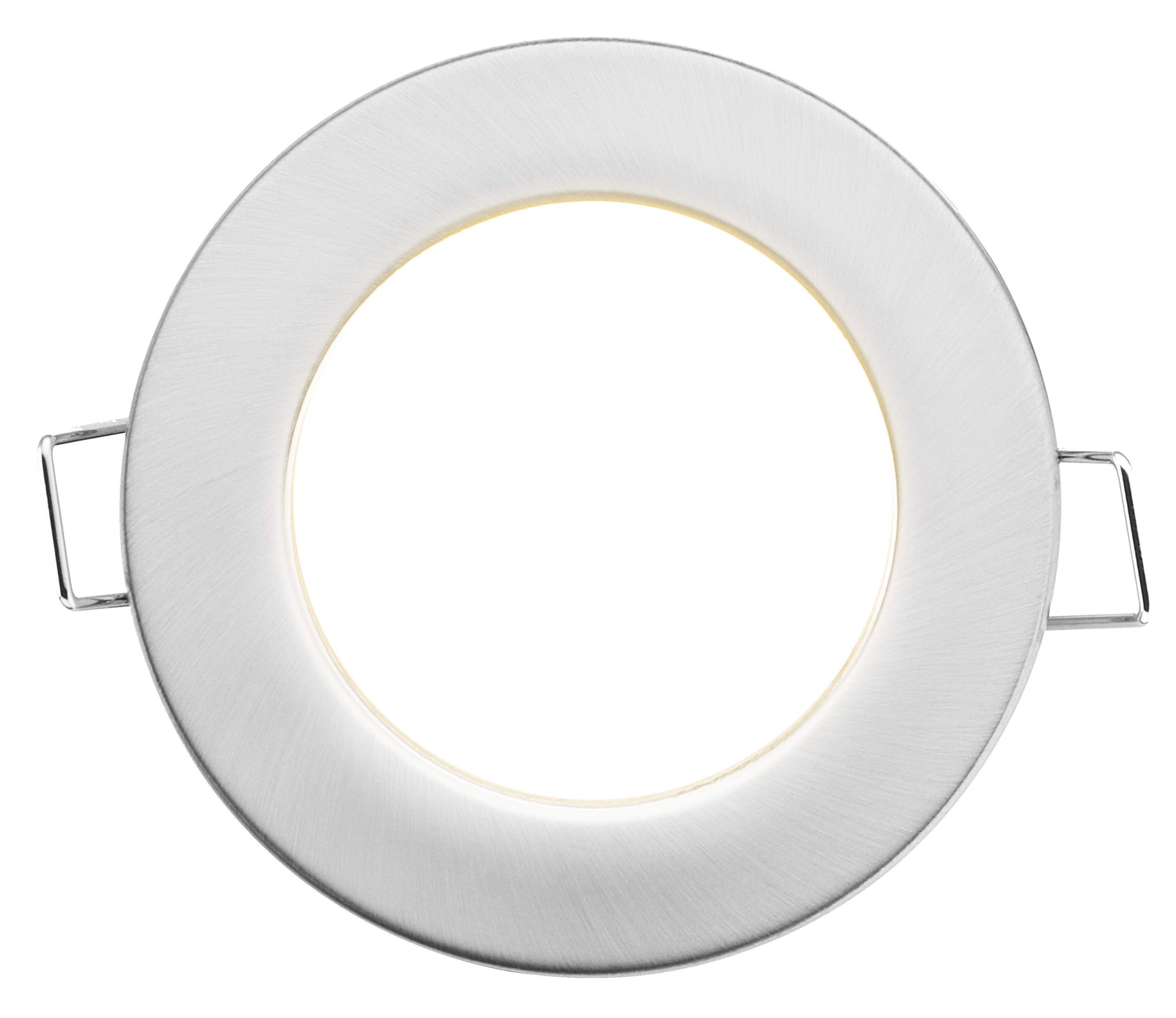 Luceco Eco Matt Silver Stainless steel effect Fixed LED Fire-rated Cool white Downlight 5W IP65, Pack of 6