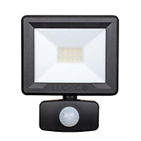 Luceco EFLD10B40P-05 Black Mains-powered Cool white Outdoor LED PIR Floodlight 800lm