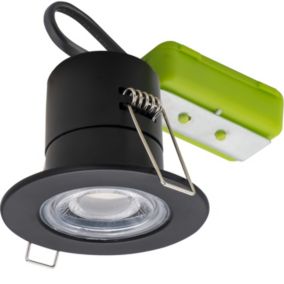 Luceco F-ECO Matt Black Fixed LED Fire-rated Warm white Downlight 60W IP65