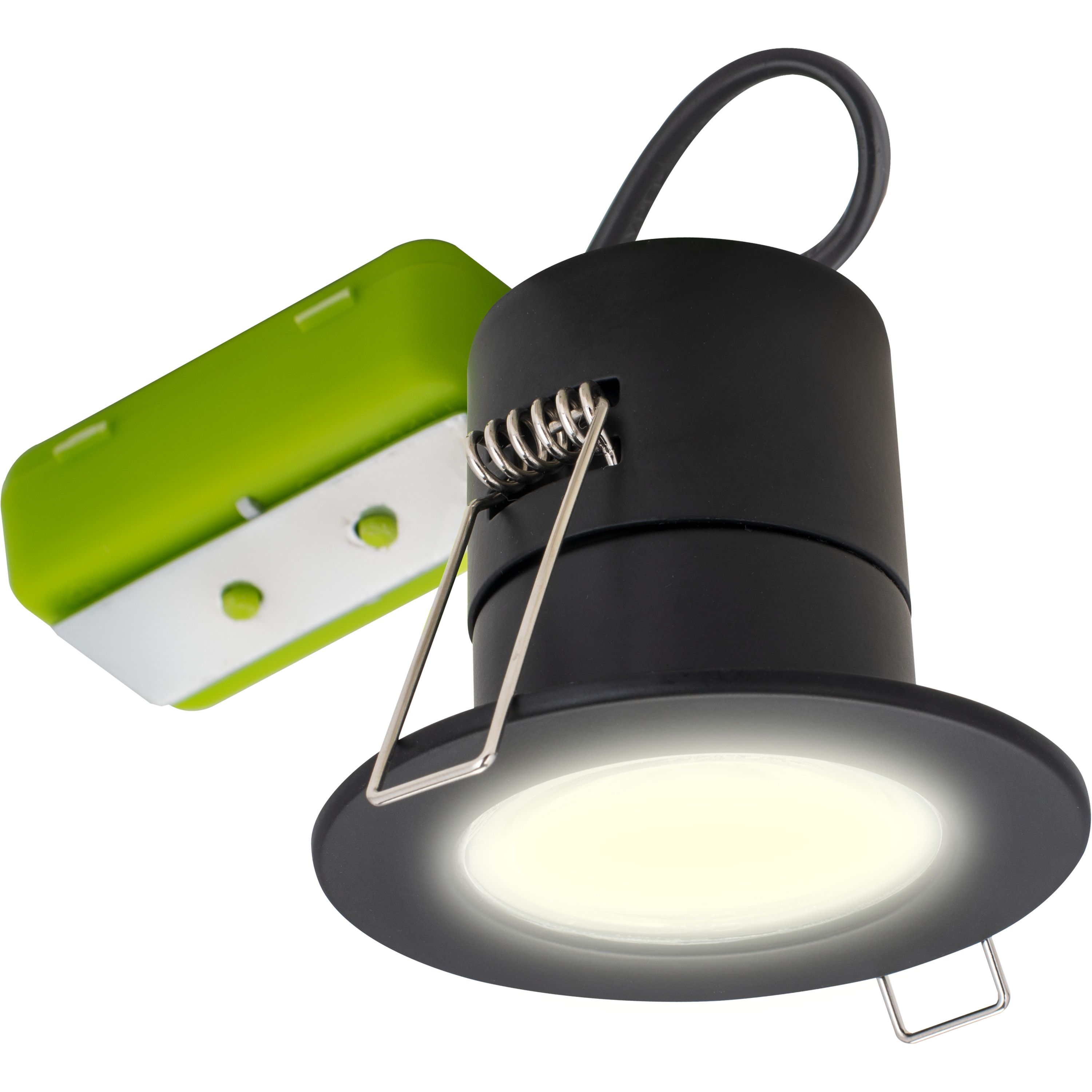 Luceco F-ECO Matt Black Fixed LED Fire-rated Warm white Downlight 60W IP65