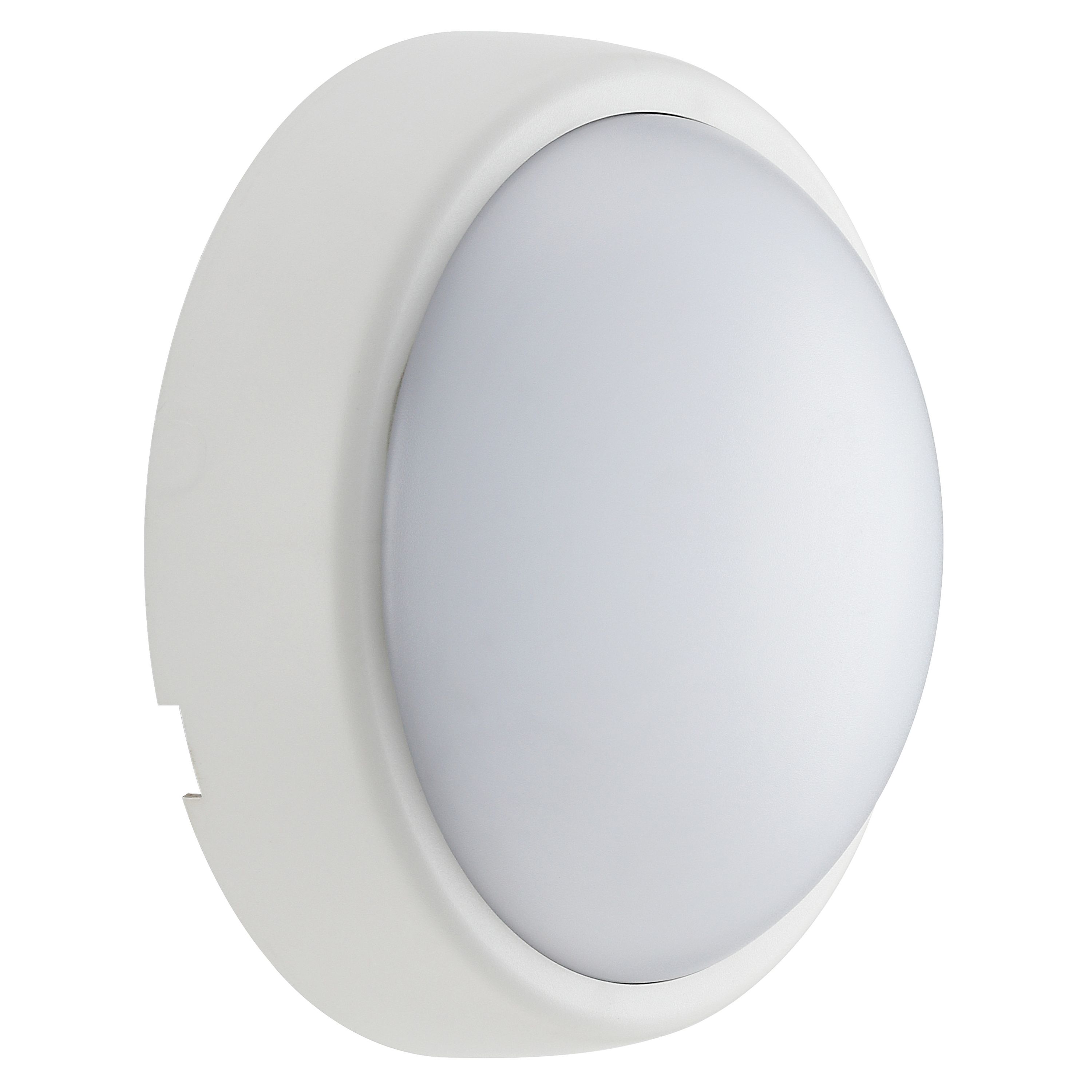 Luceco Fixed Black & White Mains-powered Outdoor Bulkhead wall light 450lm (Dia)16cm