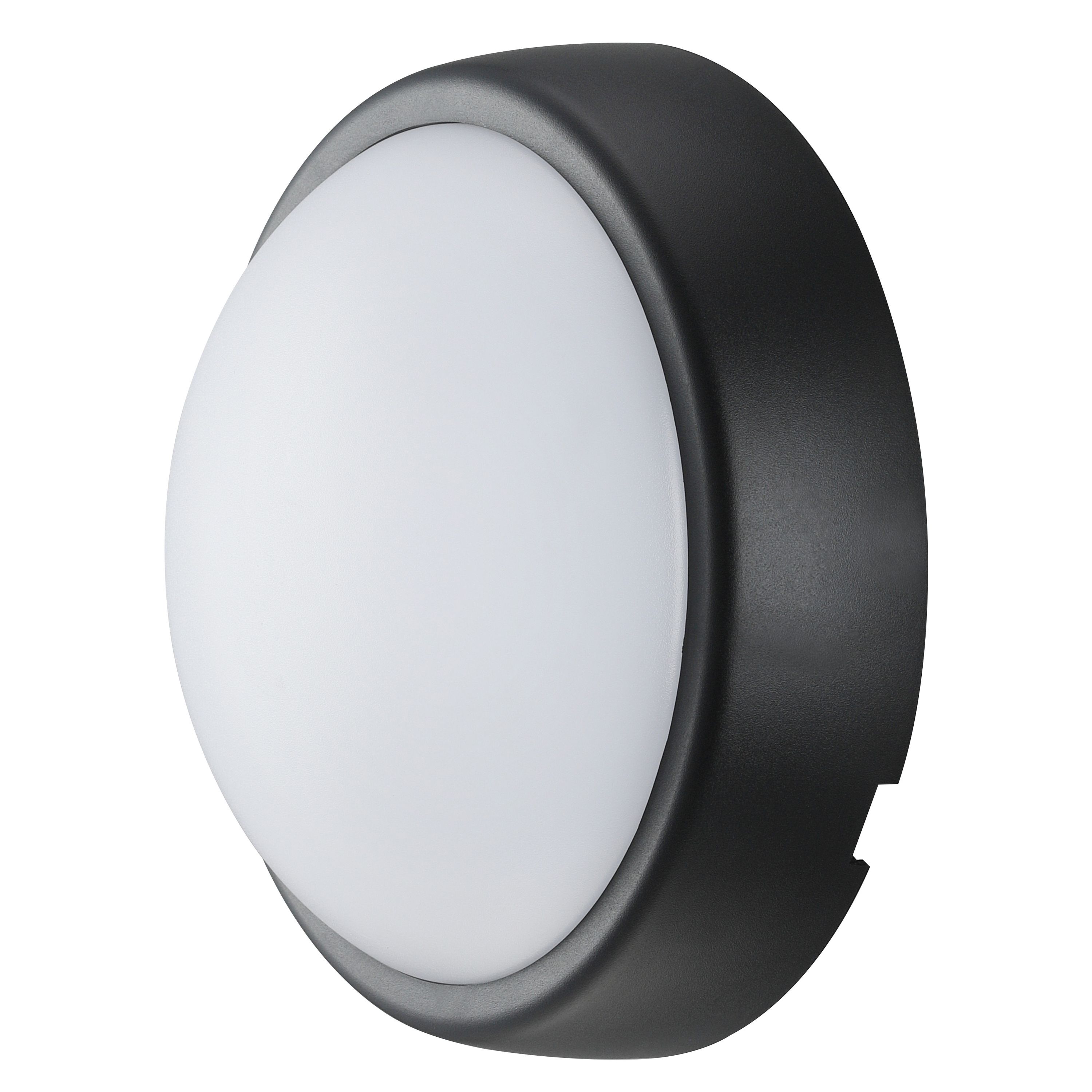 Luceco Fixed Black & White Mains-powered Outdoor Bulkhead wall light 450lm (Dia)16cm